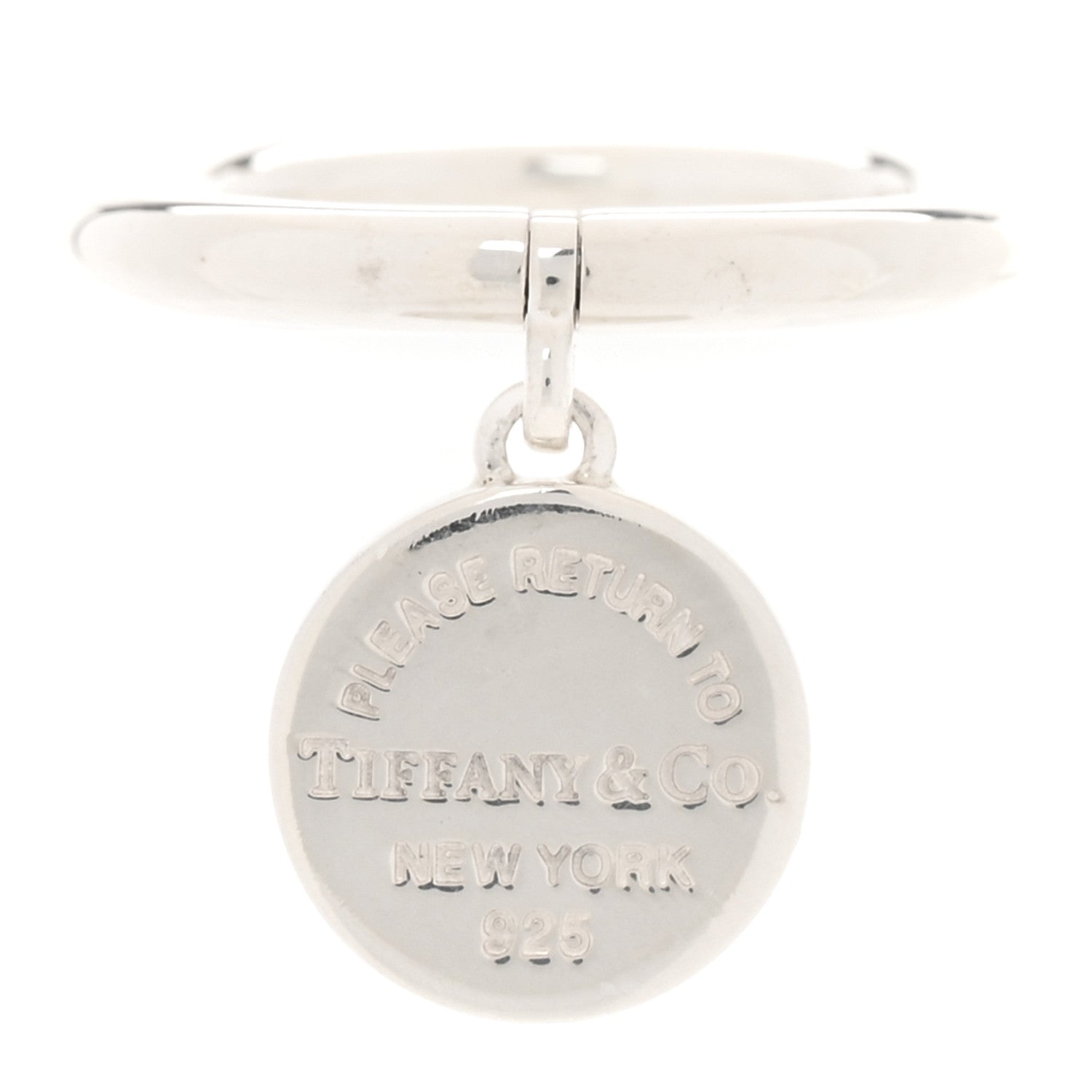 Tiffany Sterling Silver Return to Tiffany Round Charm Ring 50 5.5 1 of 5