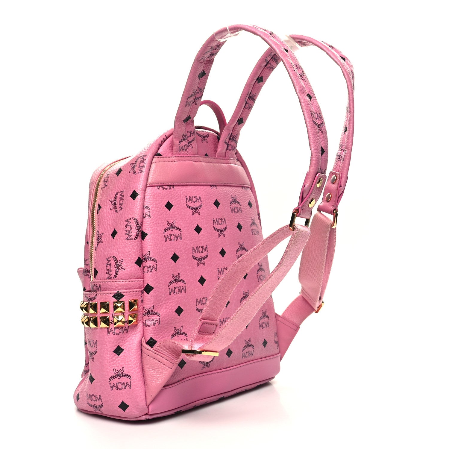 MCM Visetos Small Side Stud Stark Backpack Pink 3 of 10