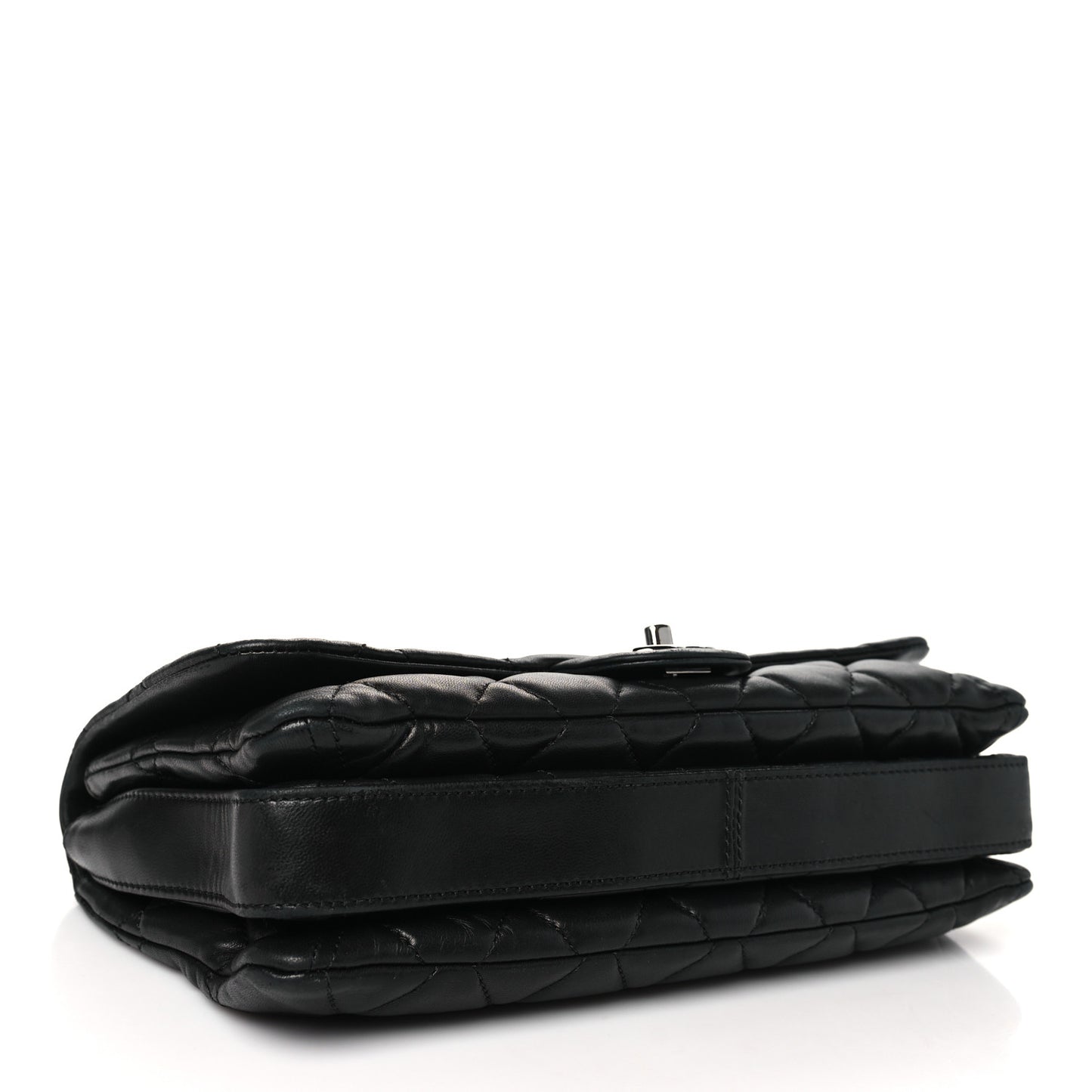 Lambskin Quilted Jumbo 3 Flap Black