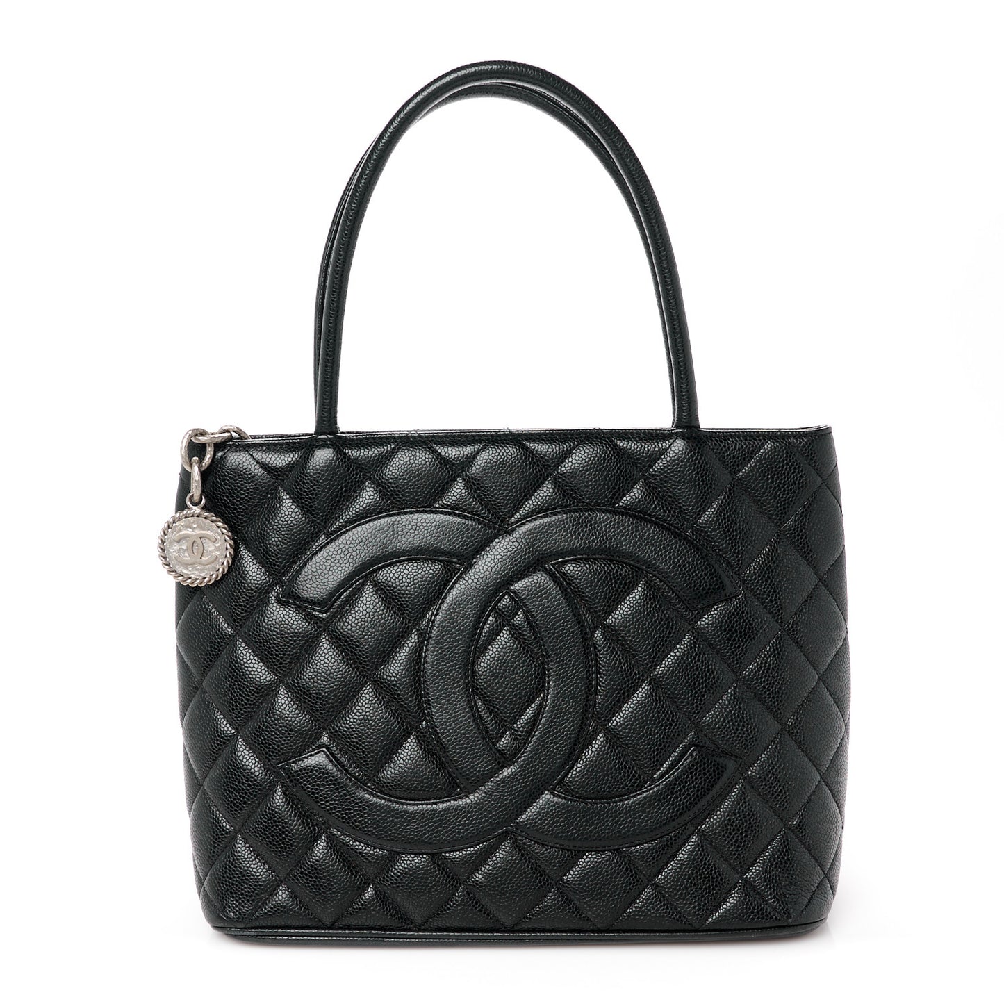Caviar Quilted Medallion Tote Black