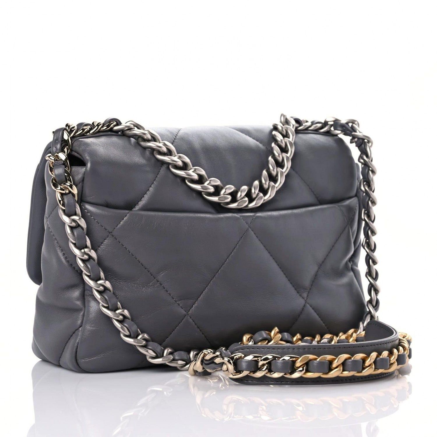 Chanel Lambskin Quilted Medium Chanel 19 Flap Dark Grey 3 of 9