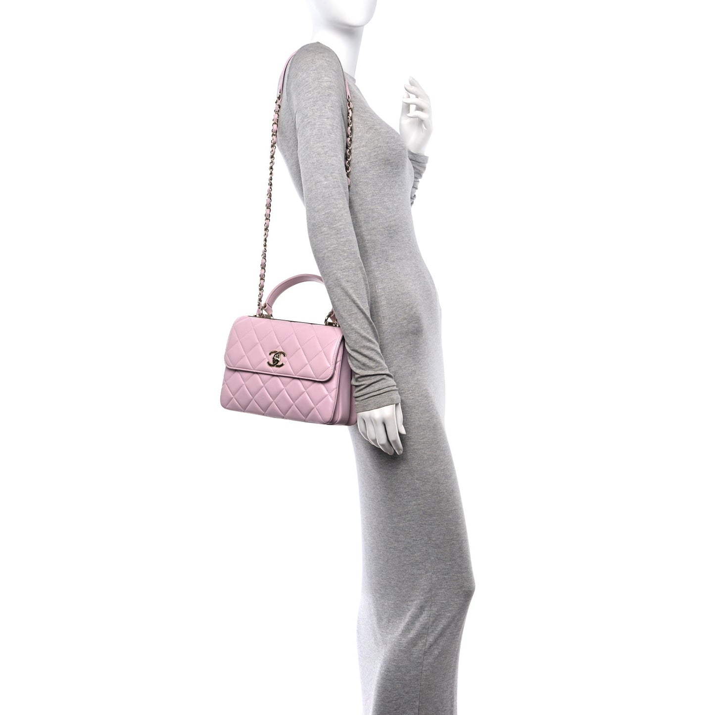 Lambskin Quilted Small Trendy CC Flap Dual Handle Bag Light Pink