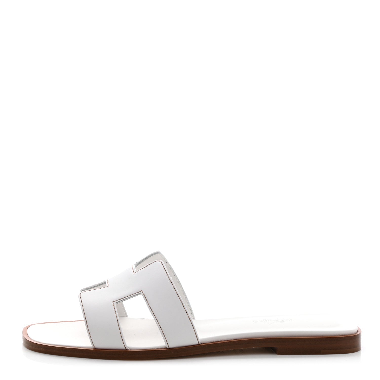 Hermes Box Calfskin Oran Sandals 37 White 1 of 9