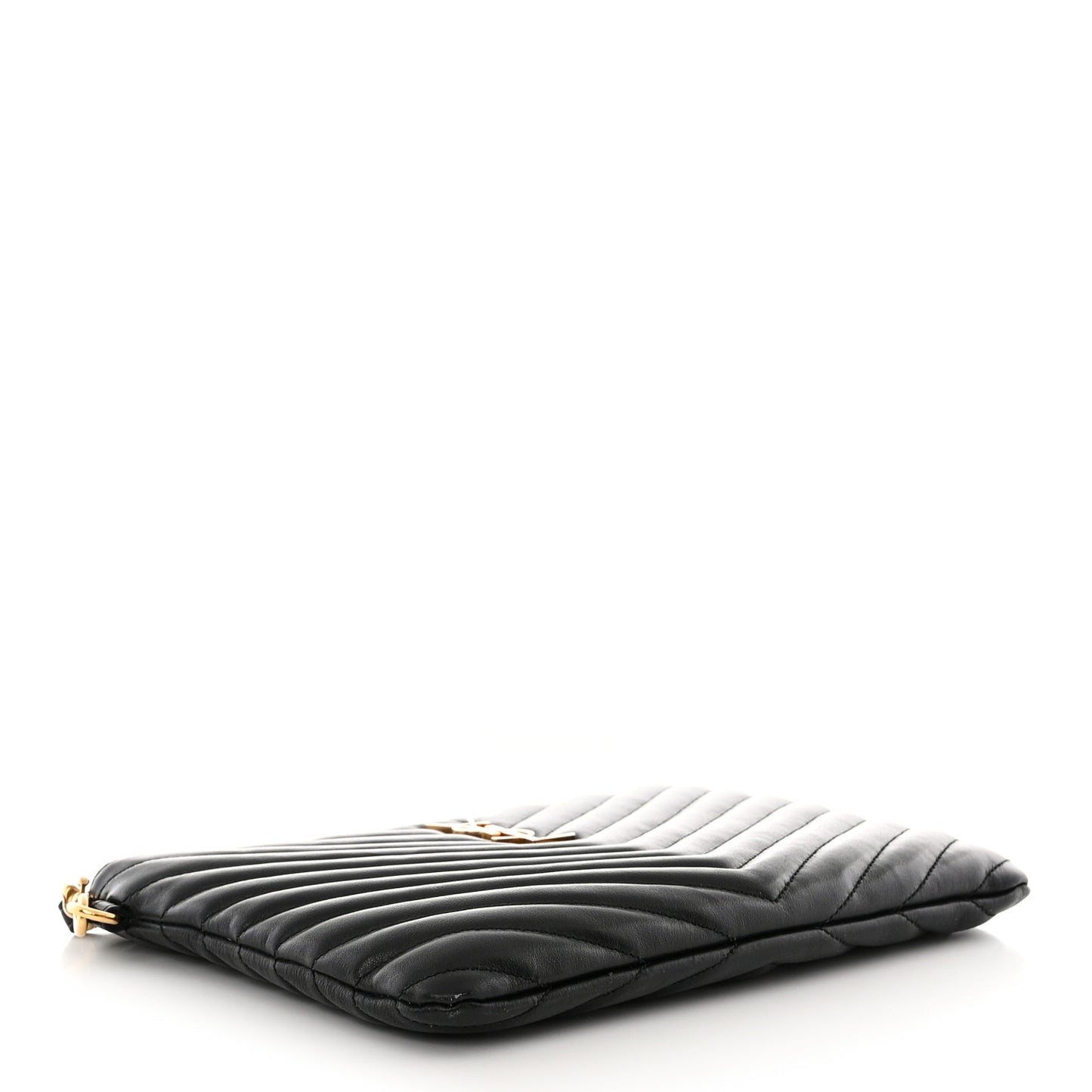 Calfskin Matelasse Chevron Monogram A5 Wristlet Black