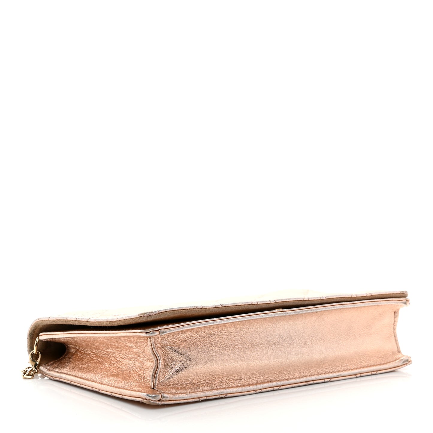 Metallic Lambskin Cannage Lady Dior Pouch Rose Gold