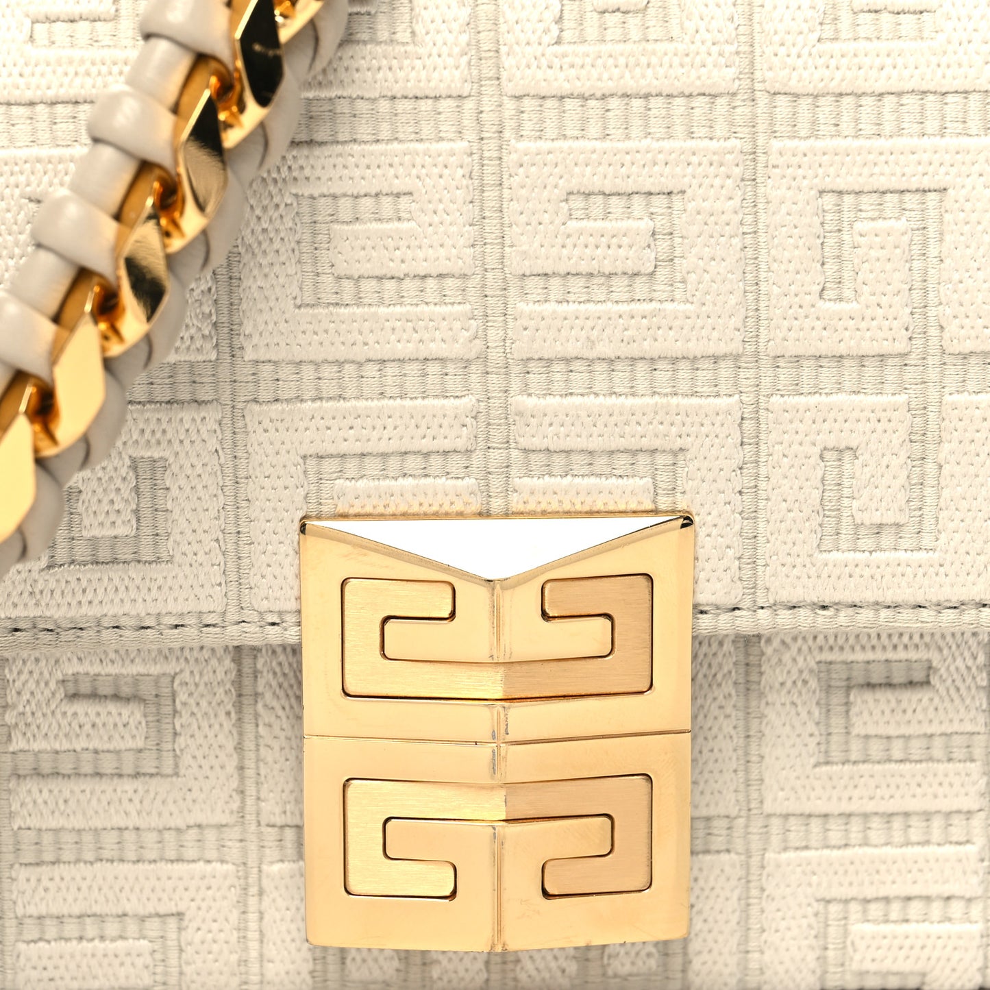 Canvas Embroidered Small 4G Woven Chain Crossbody Beige