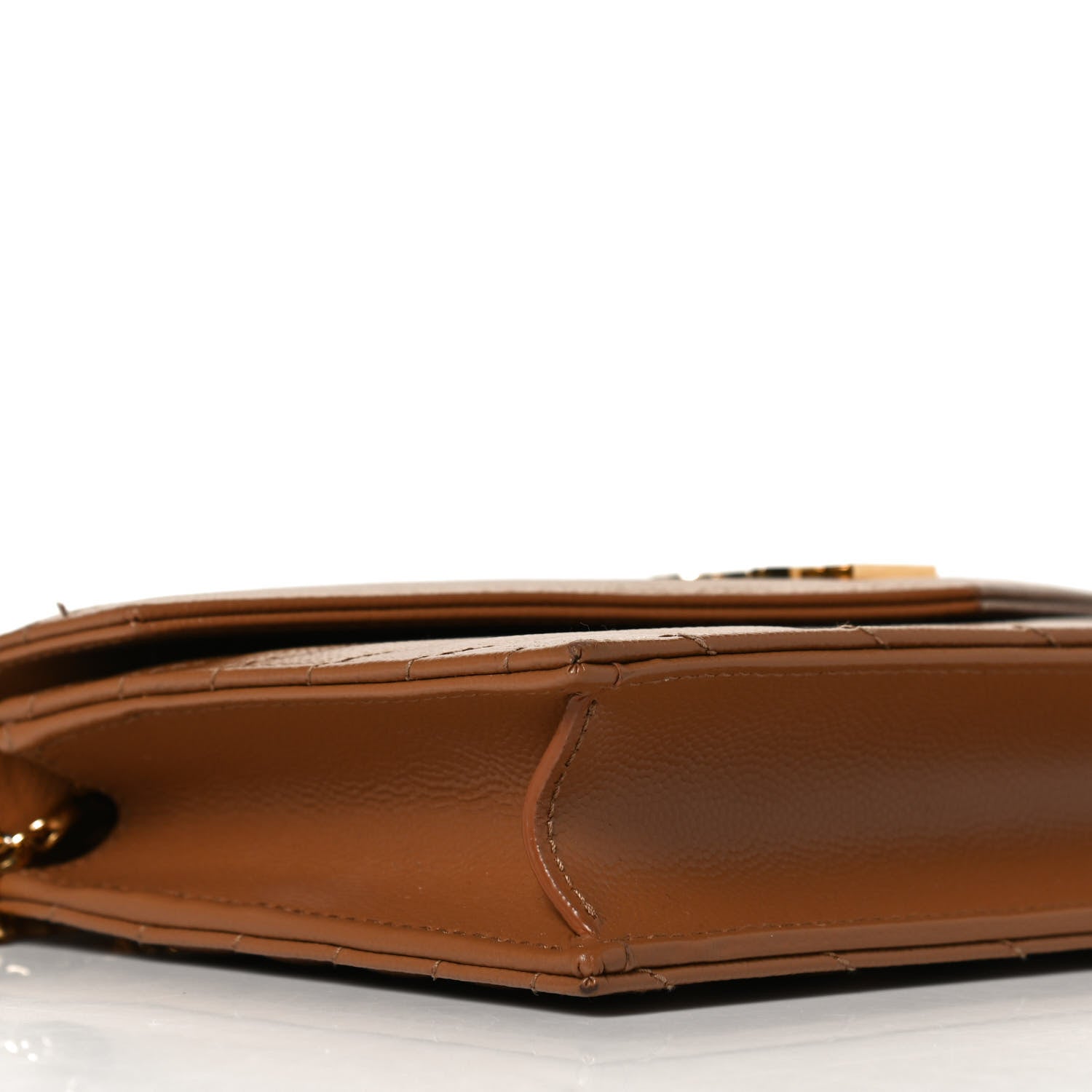 Saint Laurent Grain De Poudre Matelasse Chevron Monogram Envelope Chain Wallet Natural Dark 7 of 12
