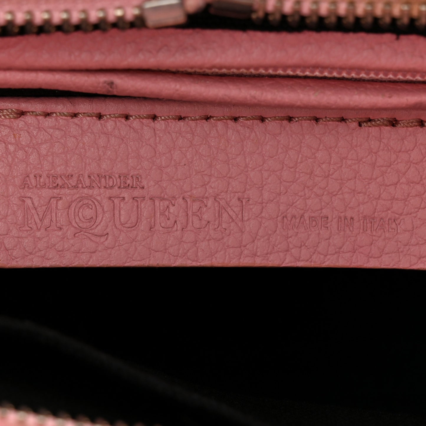 Pebbled Calfskin Mini Skull Padlock Zip Around Tote Petal
