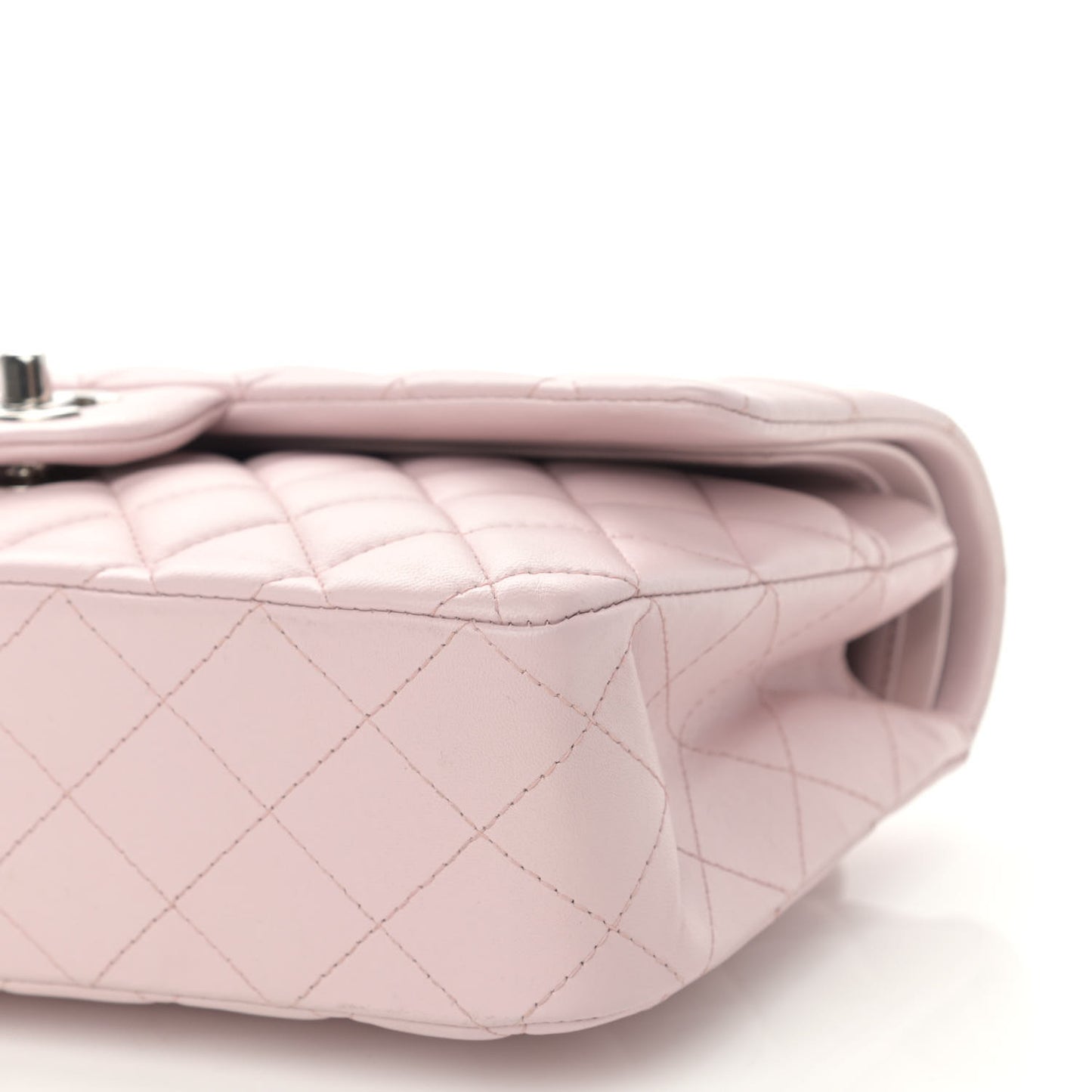Lambskin Quilted Medium Double Flap Light Pink
