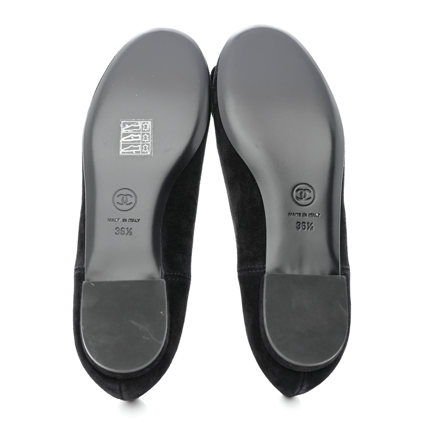 Suede Camellia CC Ballerina Flat 36.5 Black