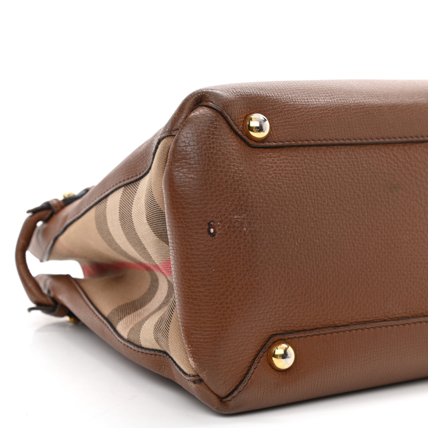 Grainy Calfskin House Check Medium Banner Tote Tan