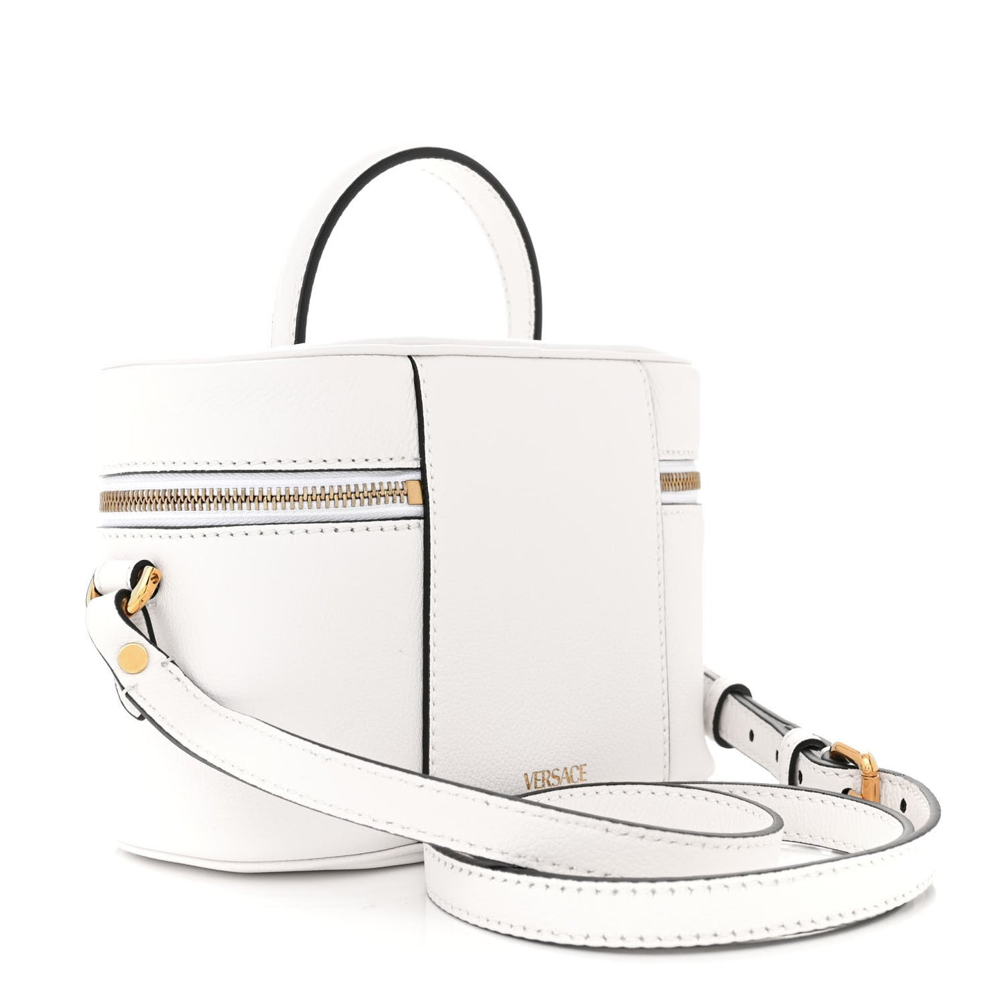Grained Calfskin Medusa Vanity Case Optical White