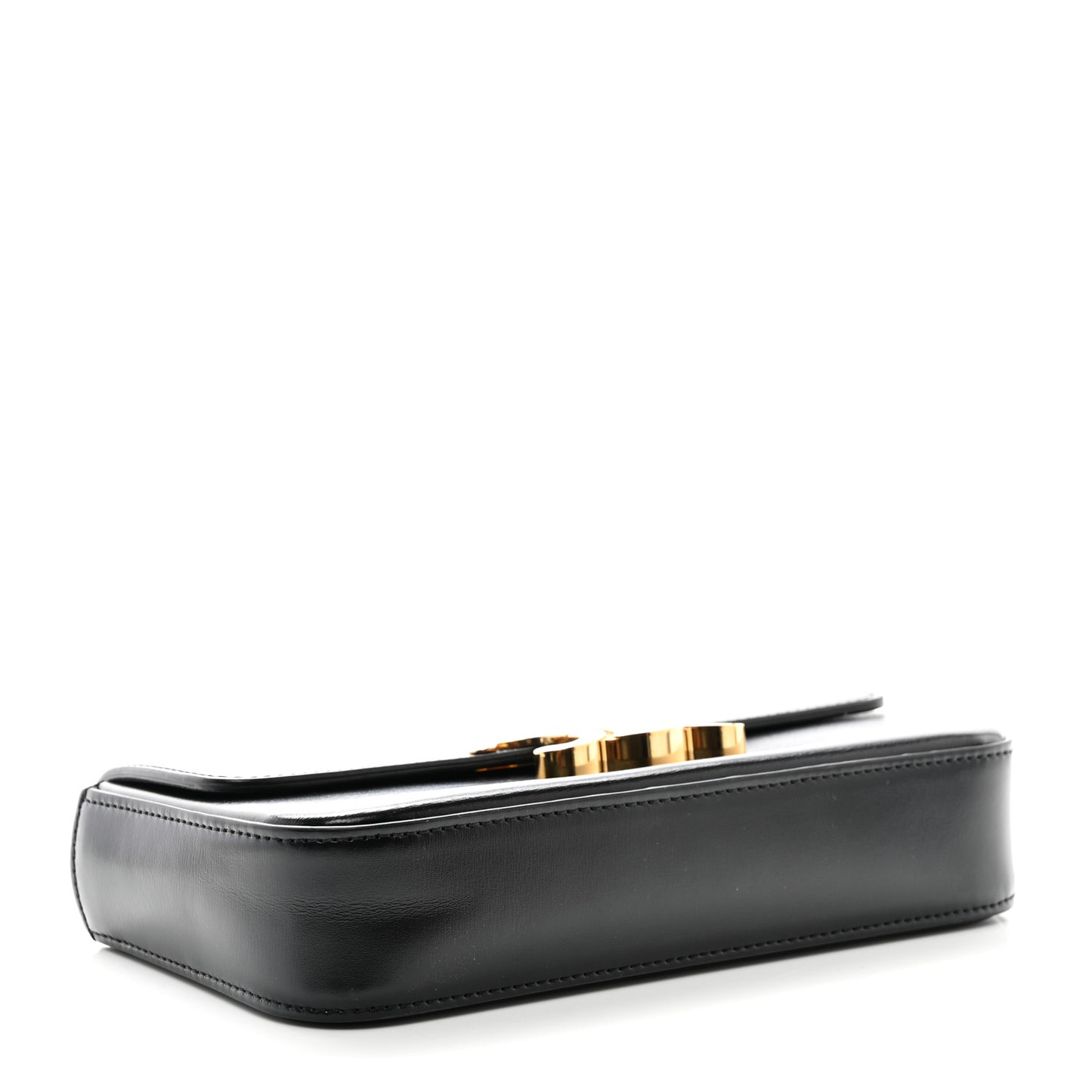 Shiny Calfskin Triomphe Chain Shoulder Bag Black
