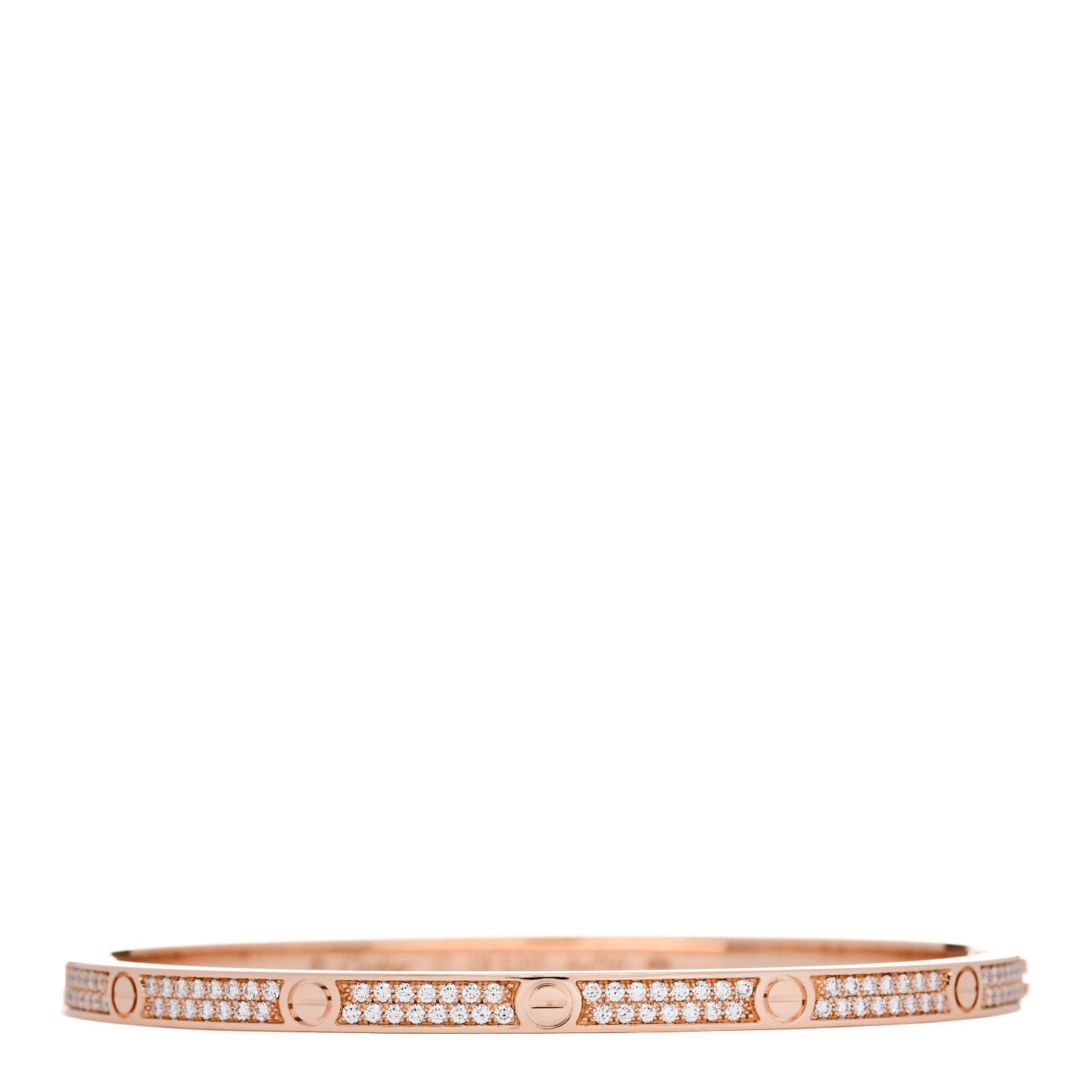 18K Pink Gold Diamond Small LOVE Paved Bracelet 17