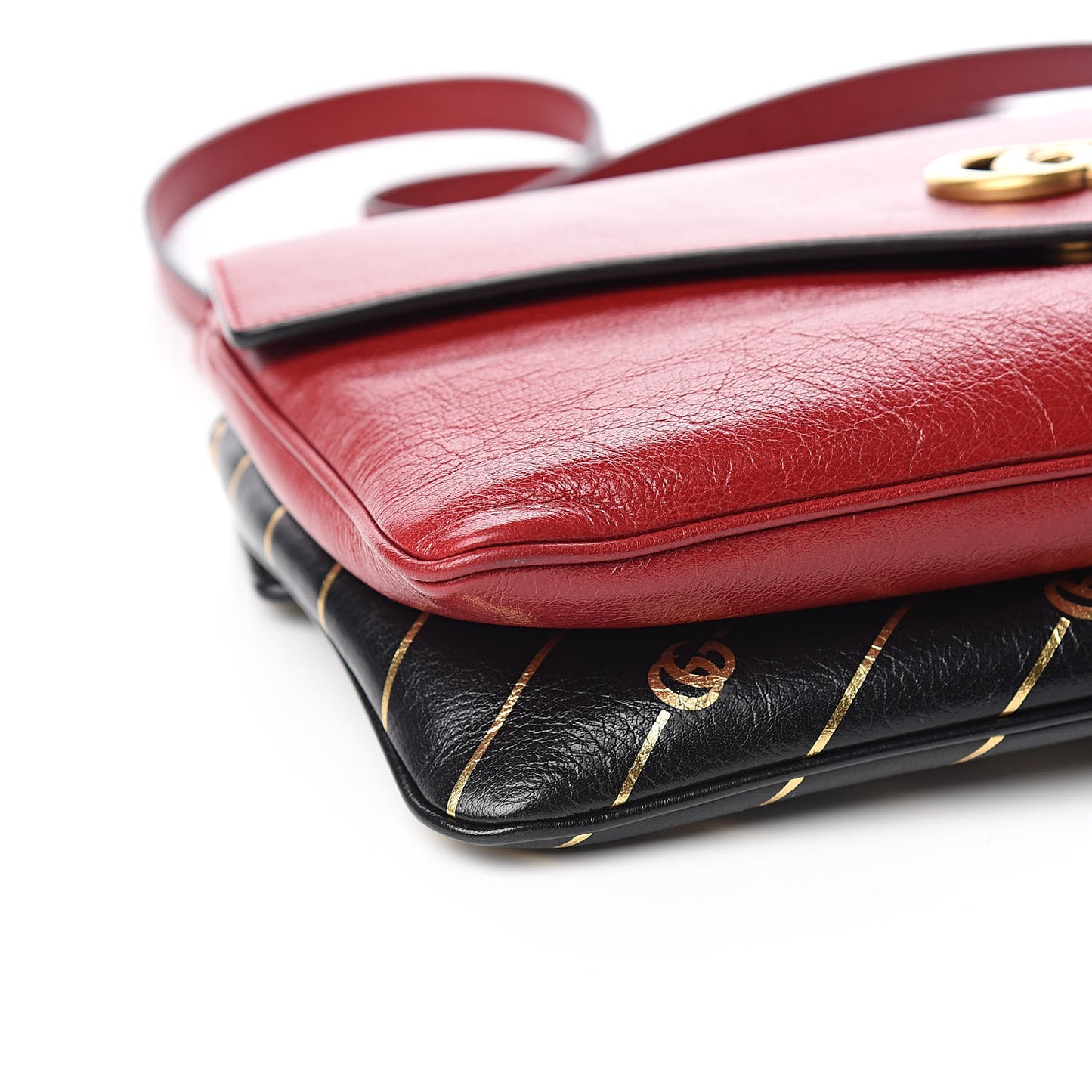 Calfskin Diagonal GG Medium Thiara Double Envelope Shoulder Bag Black Red