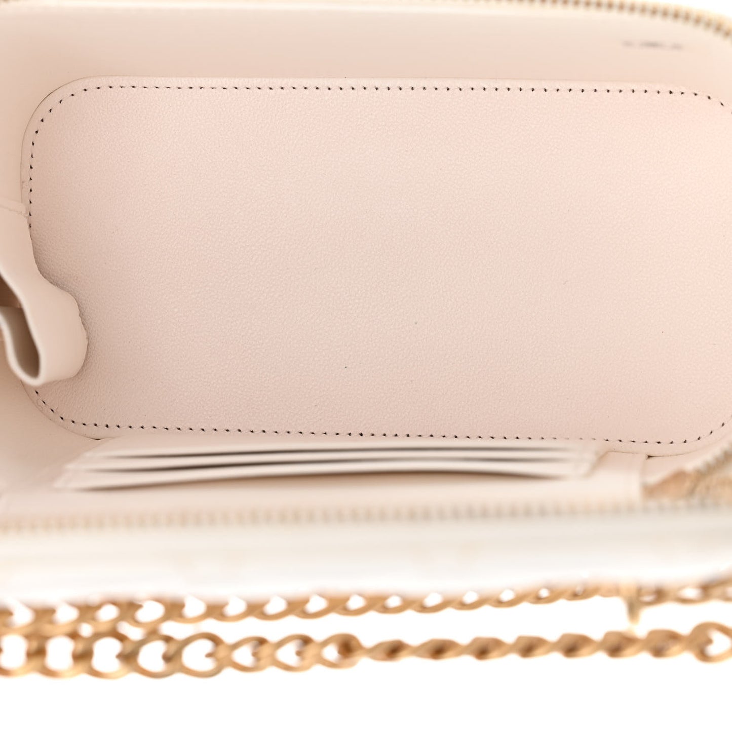 Lambskin Quilted Small Pillow Crush Vanity Case With Chain White