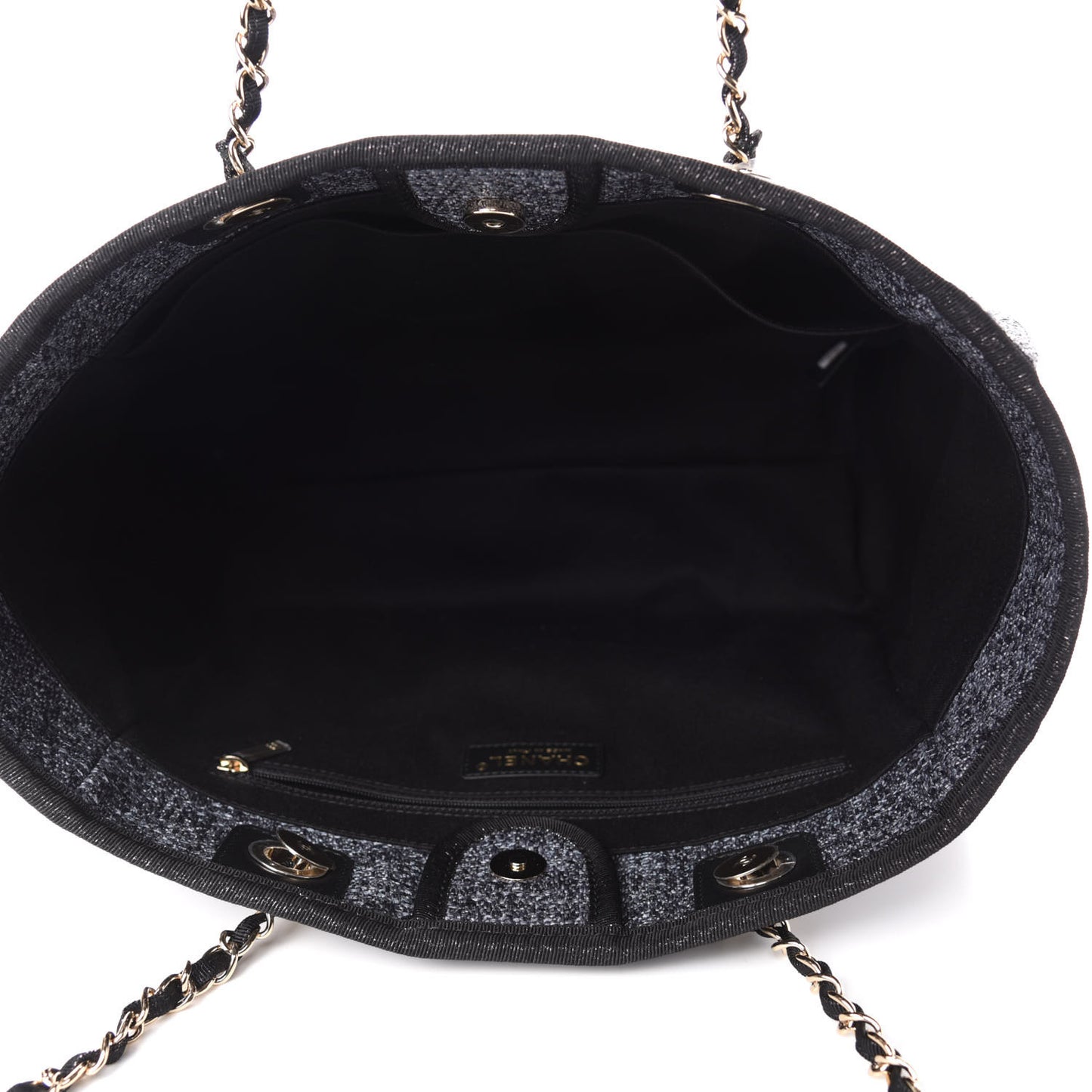 Woven Straw Raffia Small Deauville Tote Charcoal