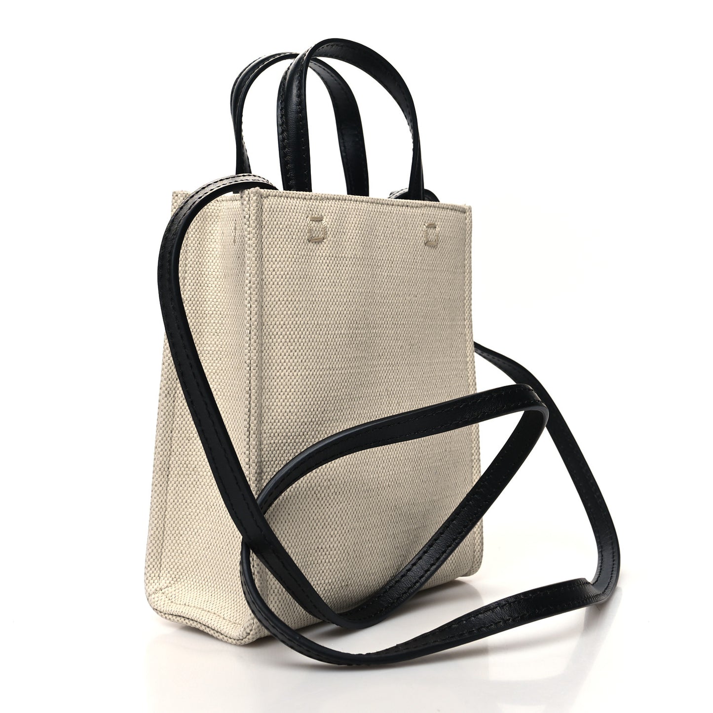 Canvas Mini Bond Shopper Tote Beige Black