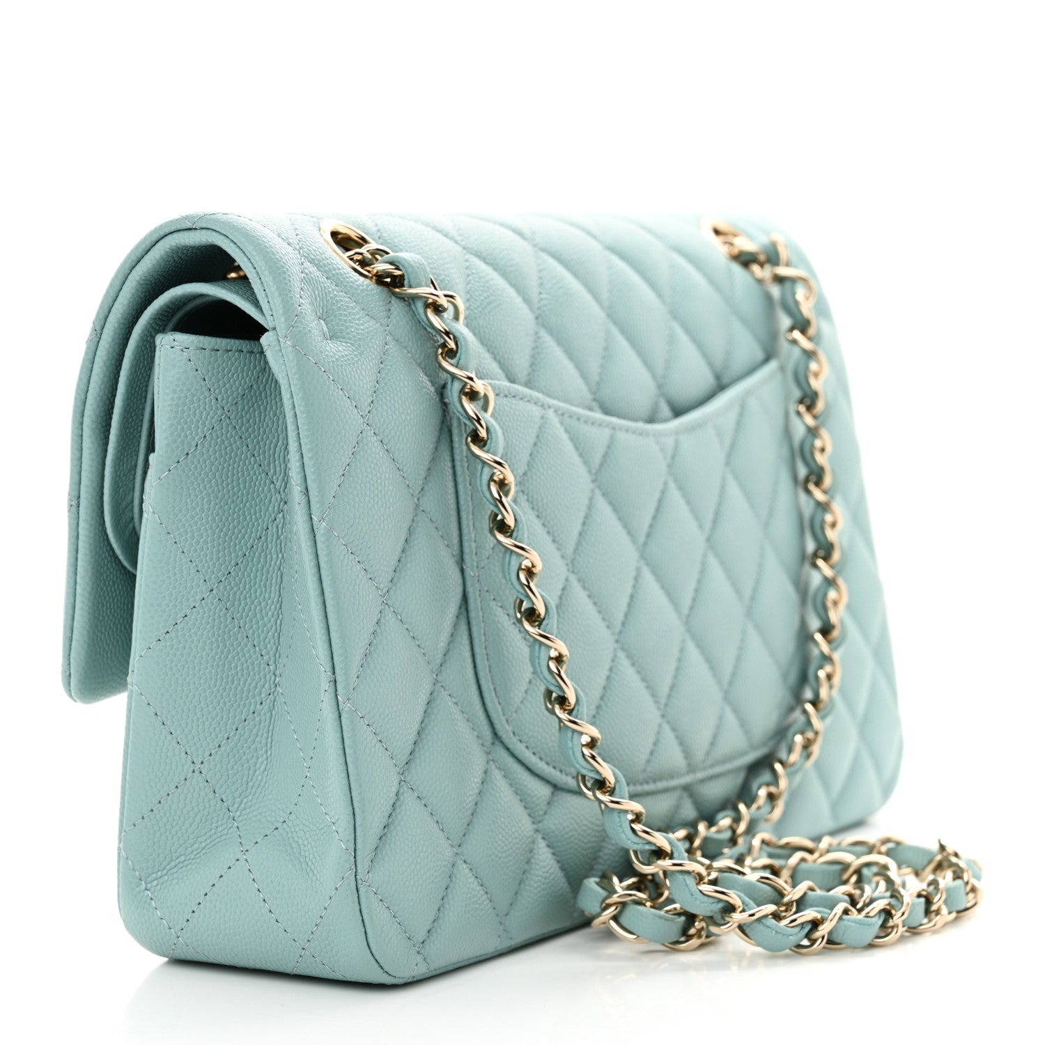 Chanel Caviar Quilted Medium Double Flap Light Blue 3 of 12