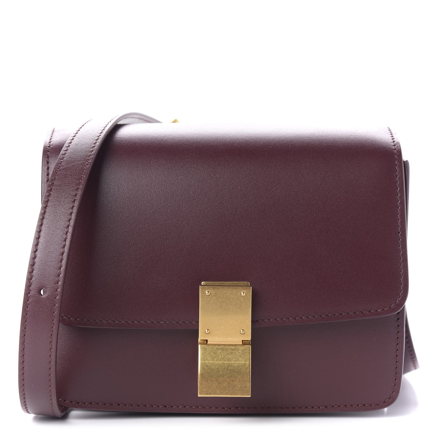 Box Calfskin Small Classic Box Flap Bag Burgundy
