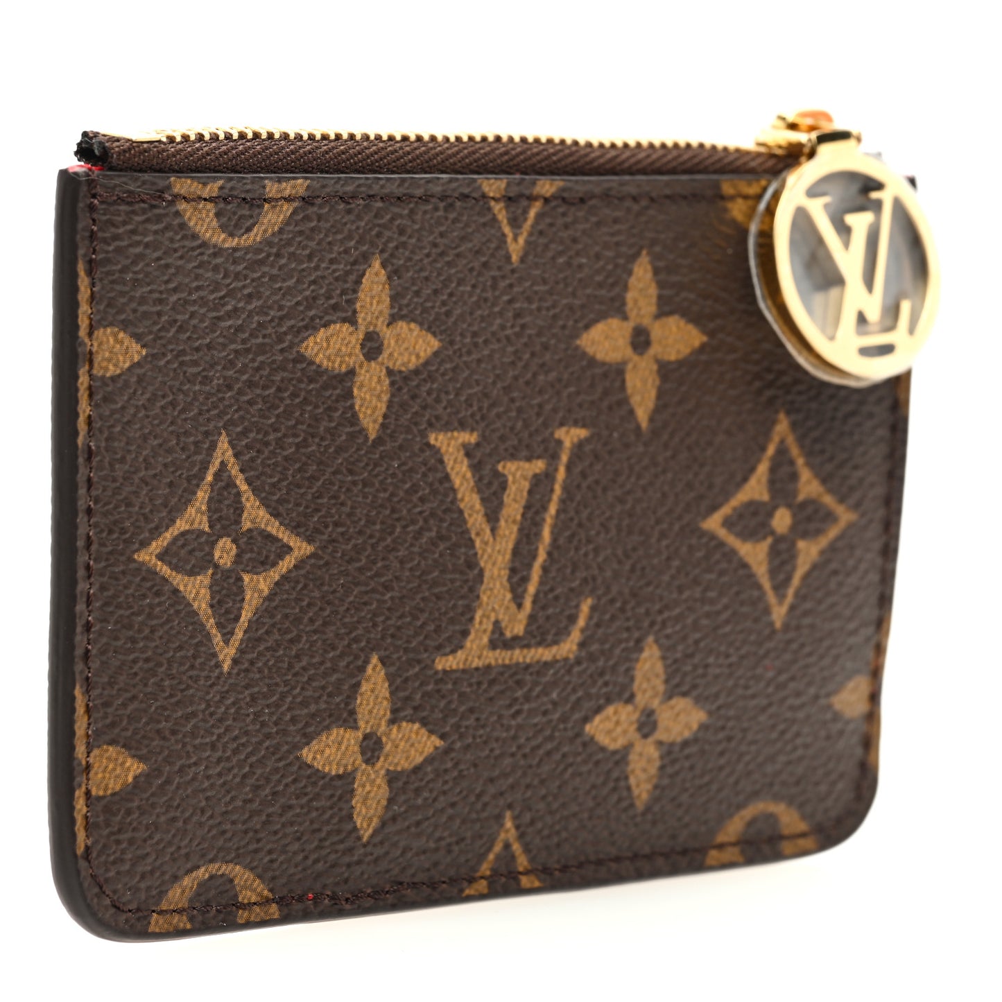 Monogram Zipped Romy Card Holder Red