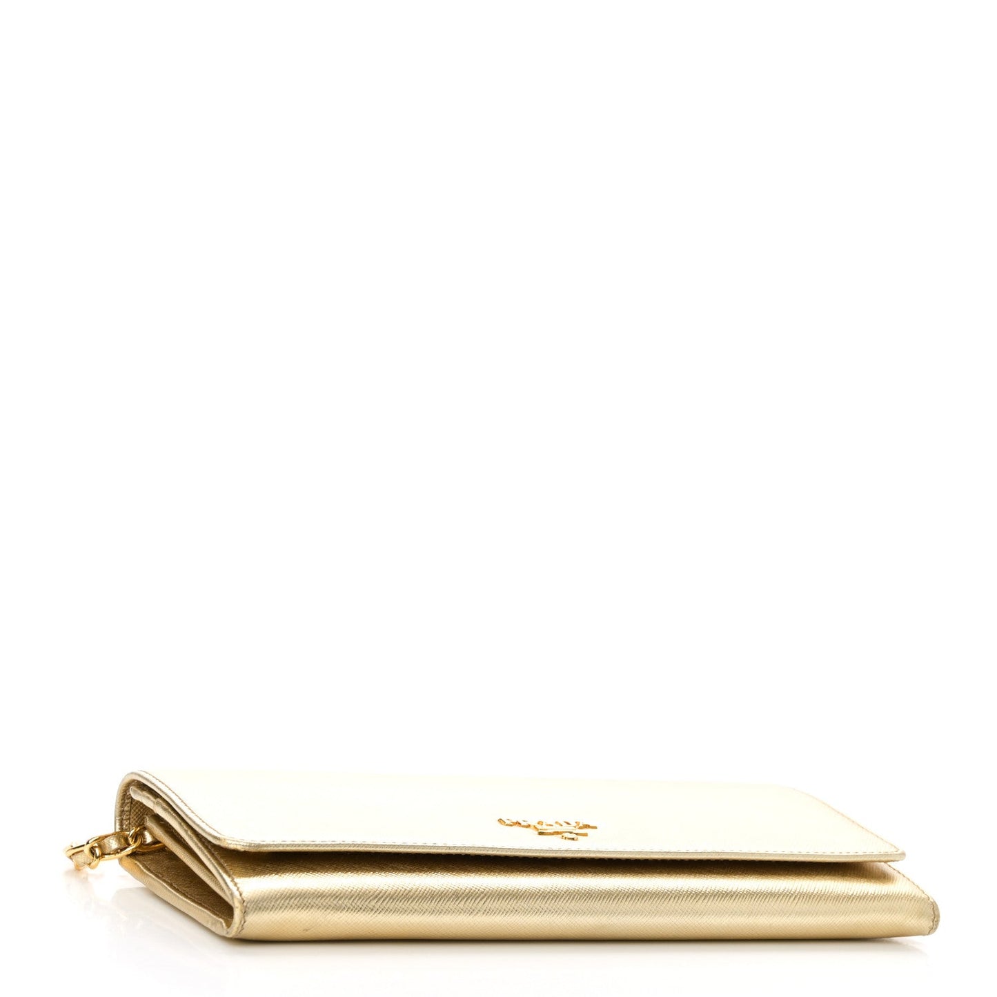 Saffiano Metal Oro Chain Wallet Platino