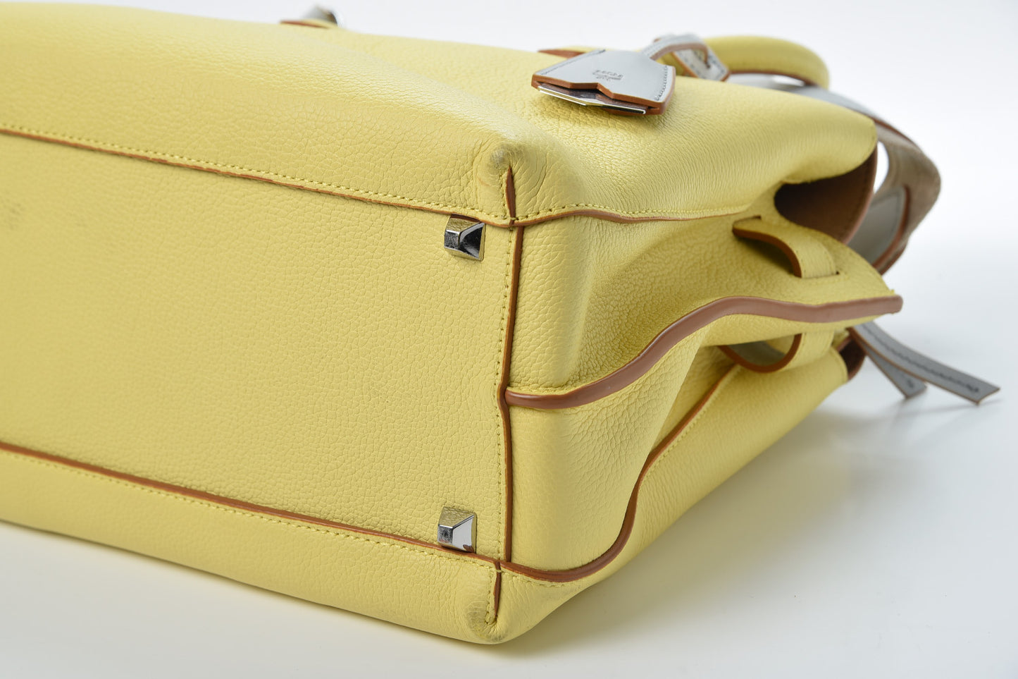 Grained Calfskin Medium Milla Tote Custard Yellow