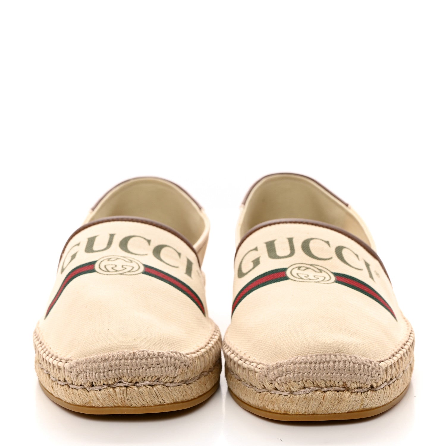 Gucci Canvas Miro Soft Calfskin Logo Mens Espadrilles 10 Greggio Cuir 2 of 10