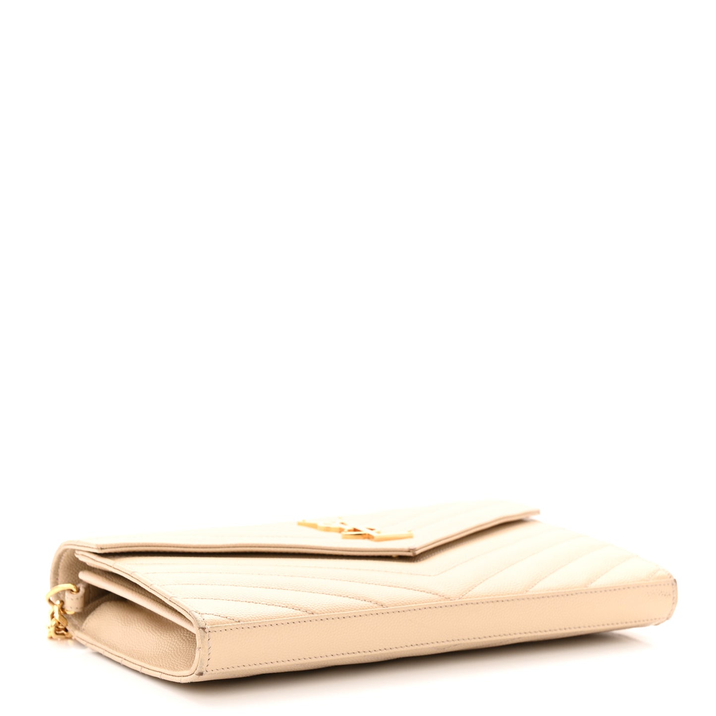 Grain De Poudre Matelasse Chevron Monogram Envelope Chain Wallet Nude Powder