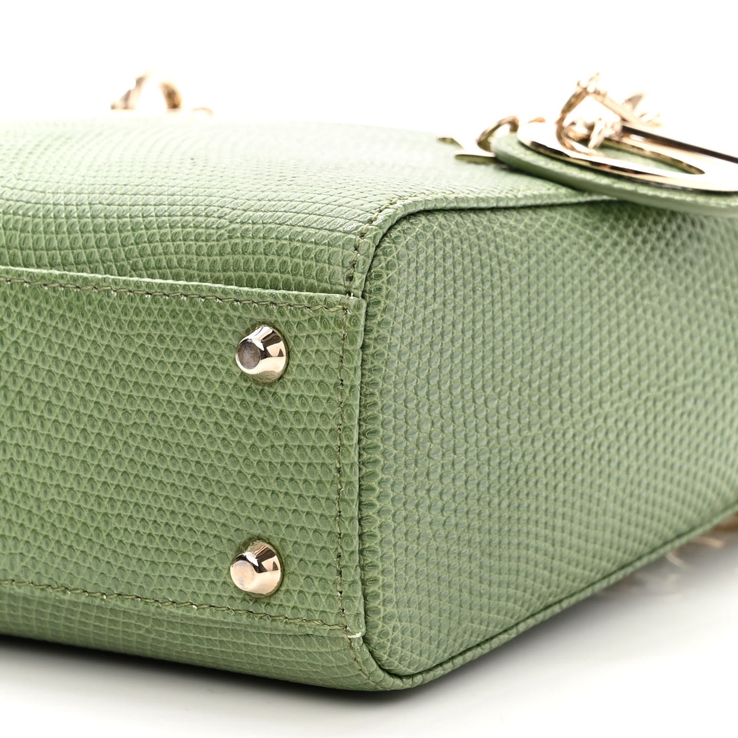 Lizard Mini Lady Dior Vert Saule