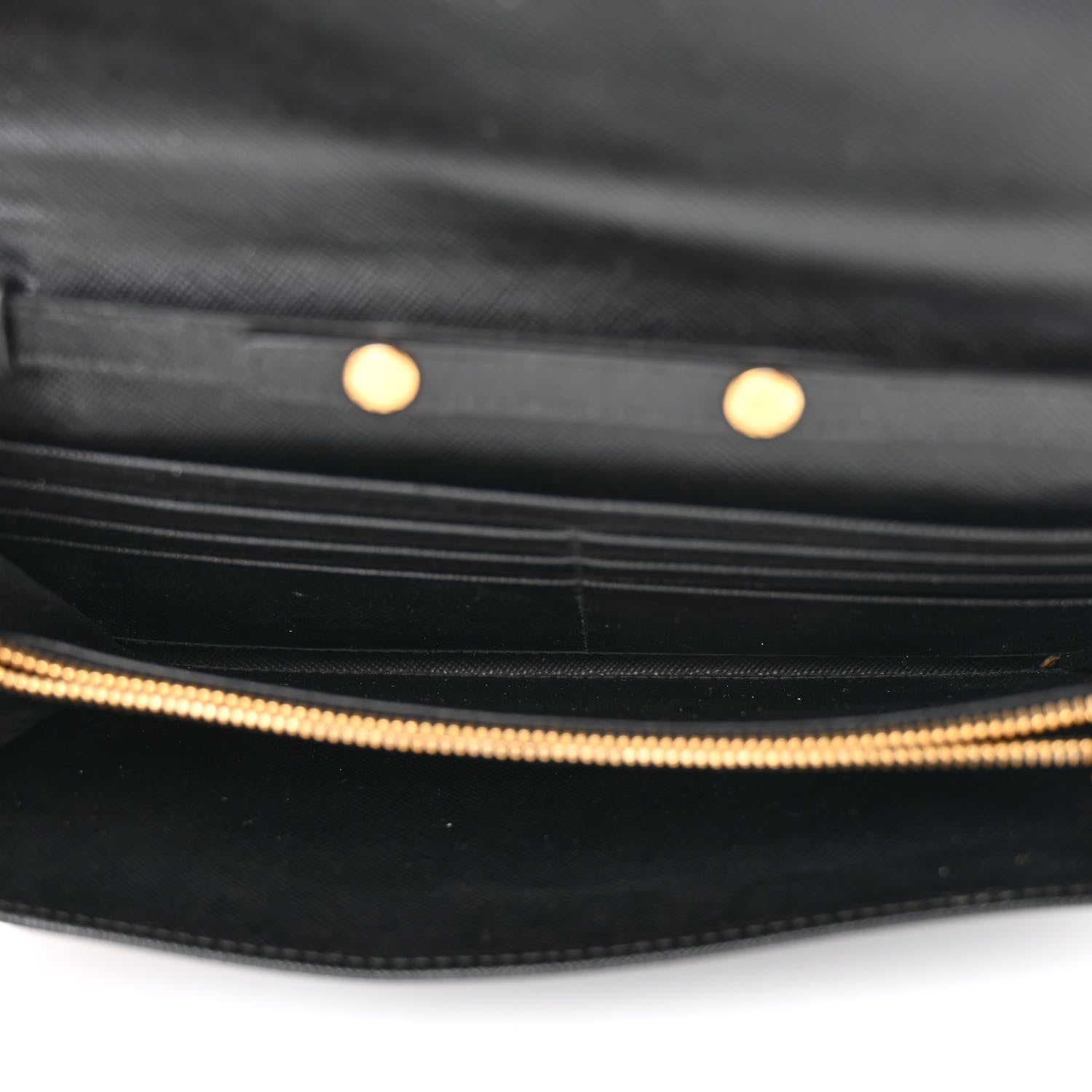 Prada Saffiano Metal Oro Chain Wallet Black 5 of 13