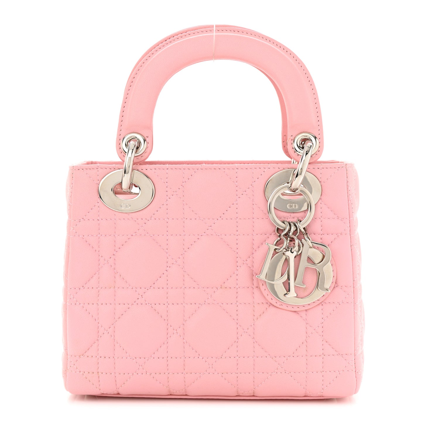 CHRISTIAN DIOR Lambskin Cannage Mini Lady Dior Light Pink