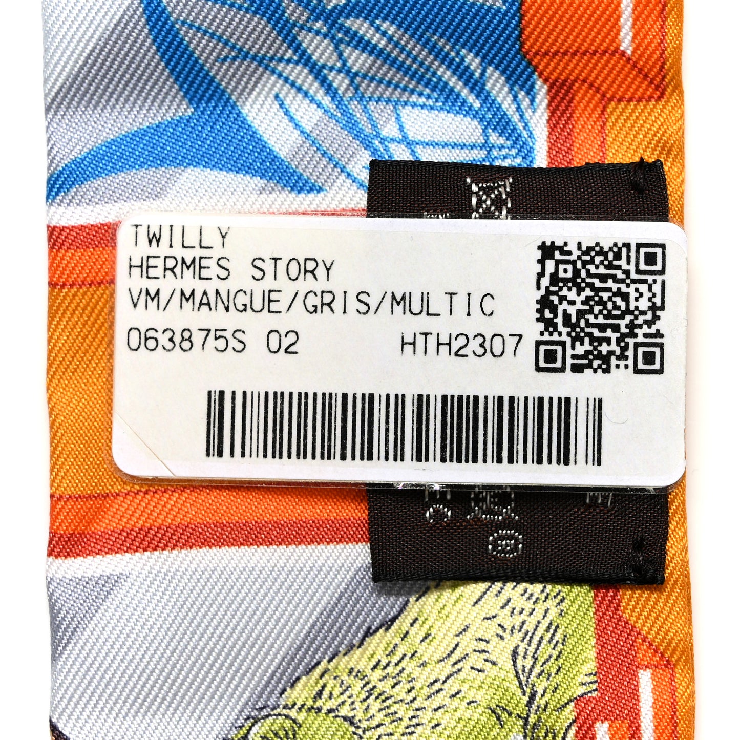 Silk Hermes Story Twilly Mangue Gris Multicolor