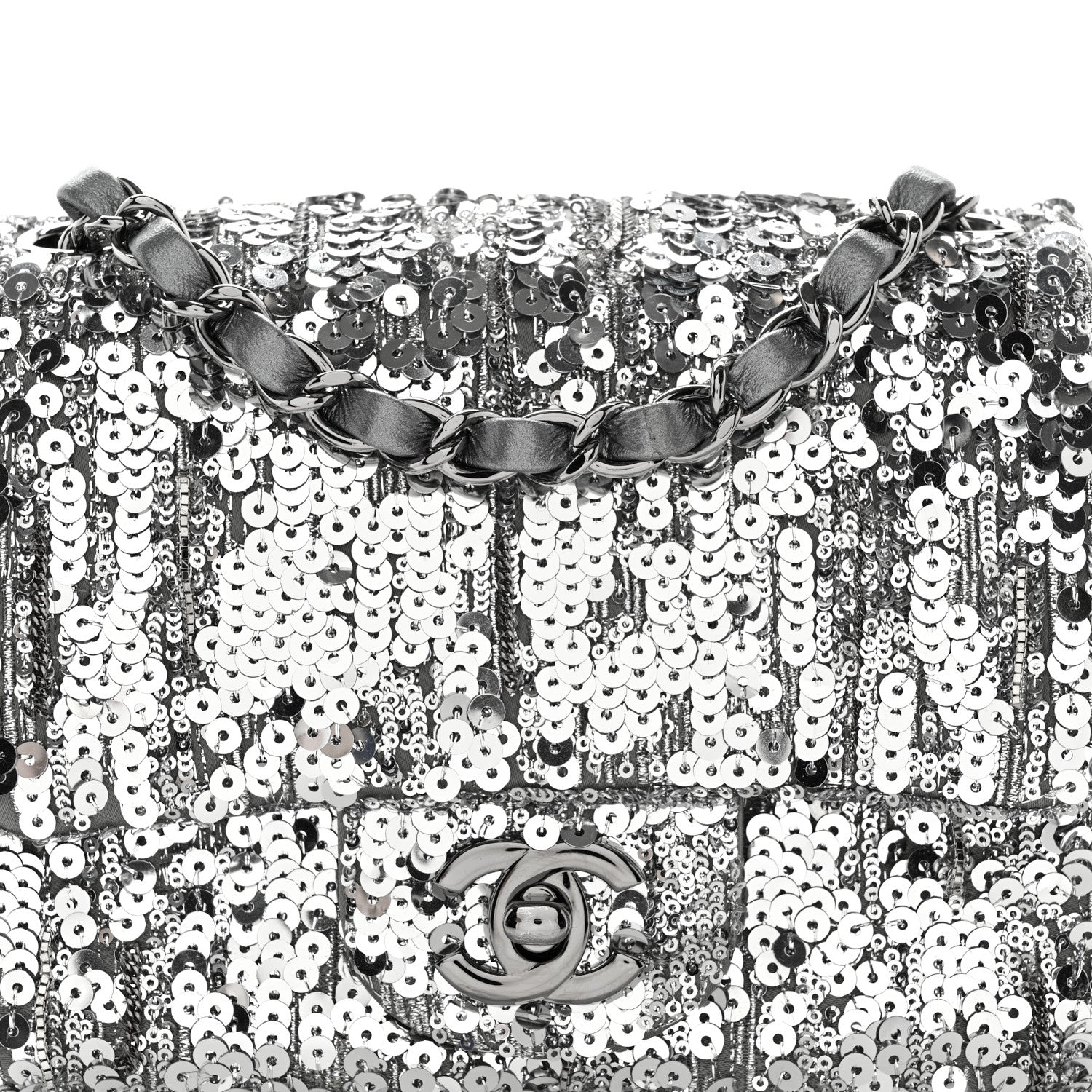 Chanel Sequin Mini Square Flap Silver 8 of 12