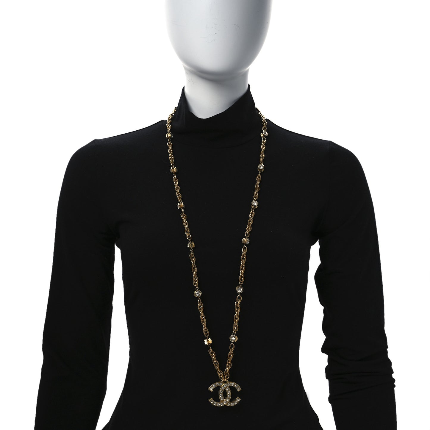Crystal Hexagon CC Necklace Gold