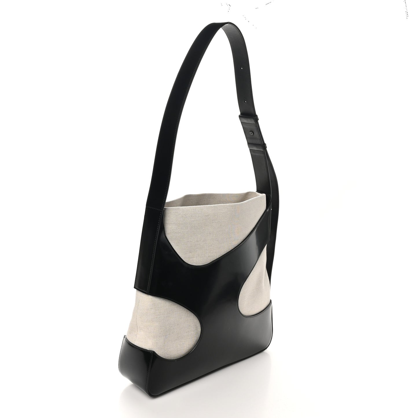 Calfskin Cut Out Large Shoulder Bag Black Natural