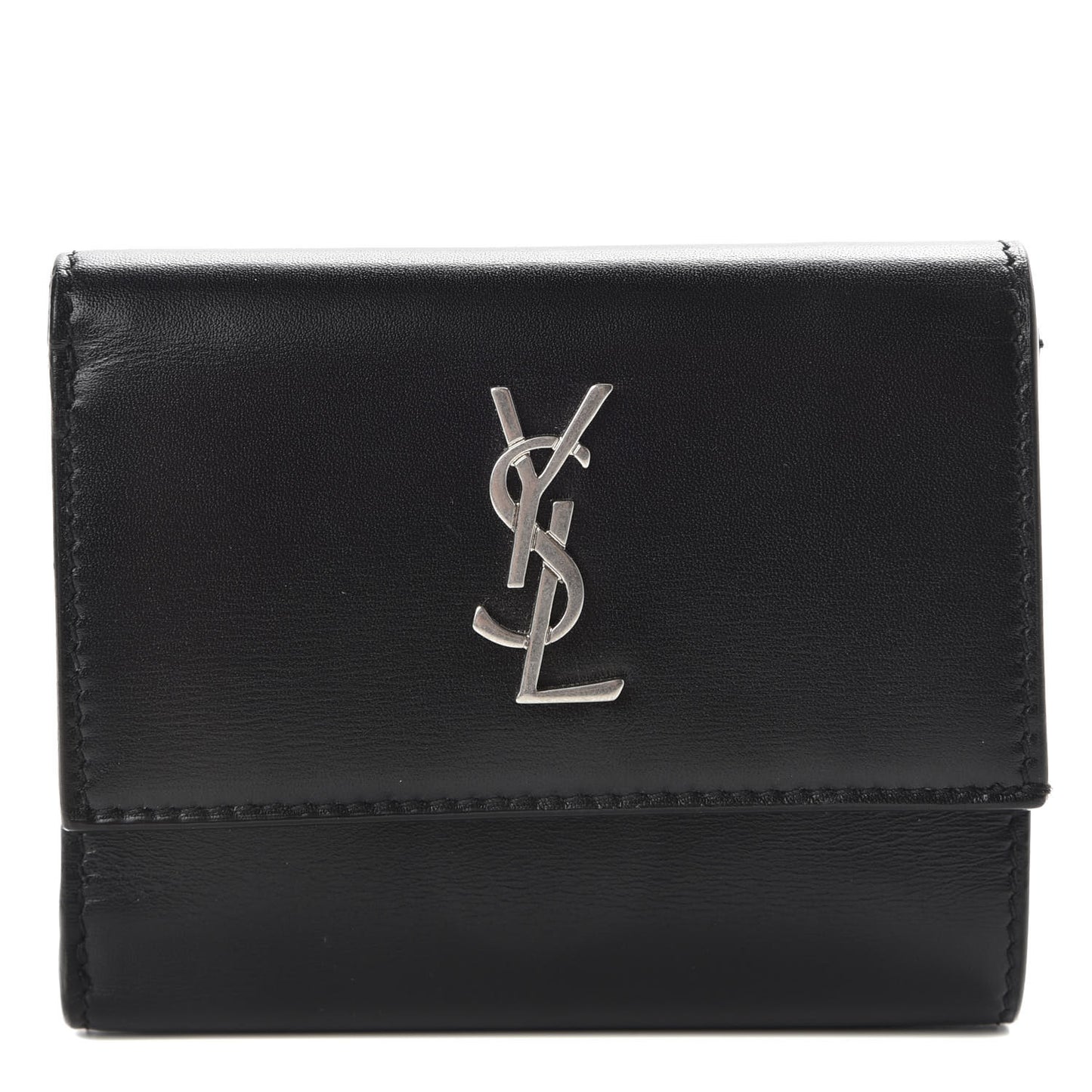 Smooth Calfskin Monogram Tiny Tri Fold Wallet Black