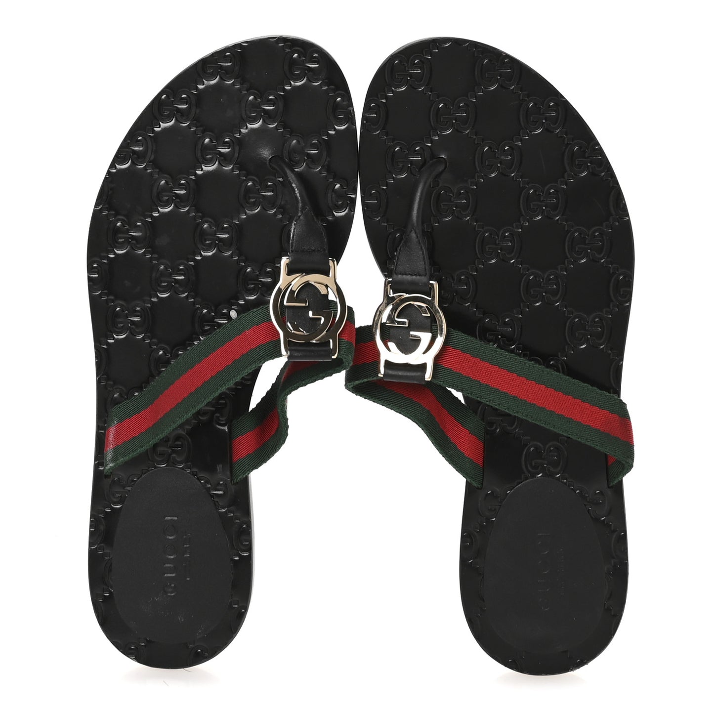 Nylon Guccissima Web Womens Thong Sandals 36.5 Green Red Black