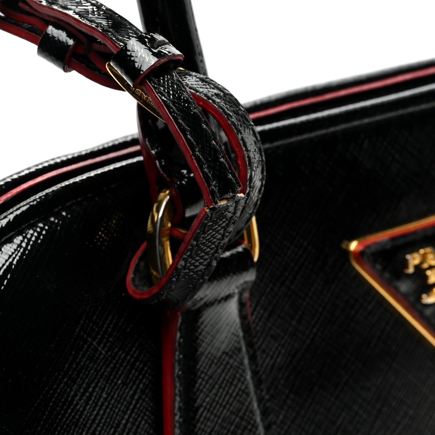 Saffiano Vernice Small Promenade Tote Black Rosso