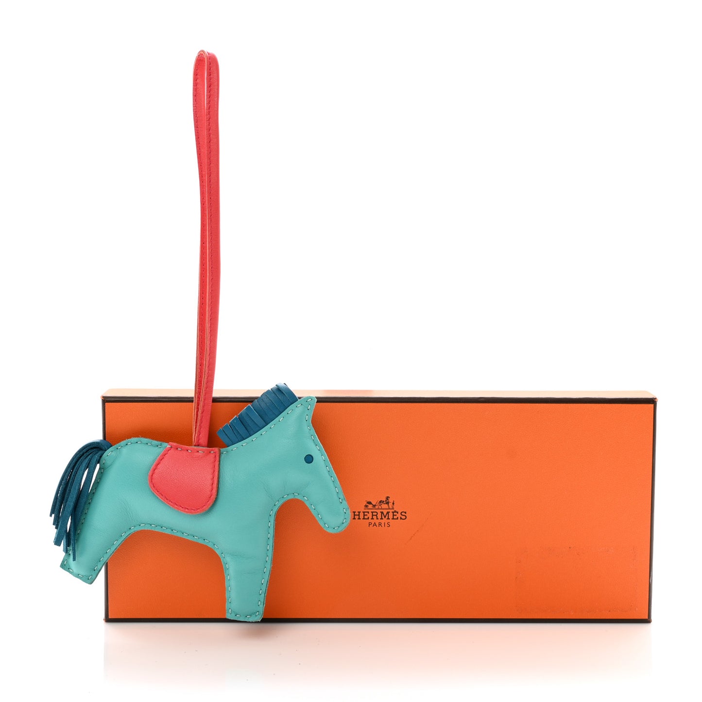 Milo Lambskin Grigri Rodeo Horse Bag Charm MM Lagon Bleu Izmir Bougainvillea