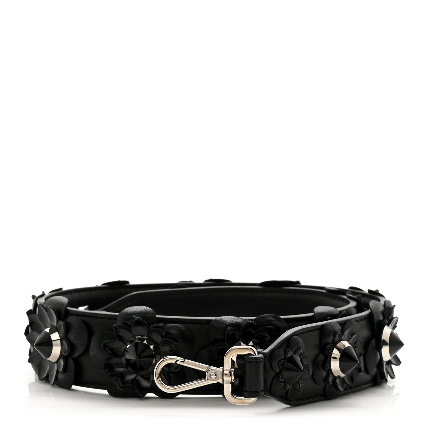 Vitello Dolce Nappa Patent Flowerland Studded Strap You Black