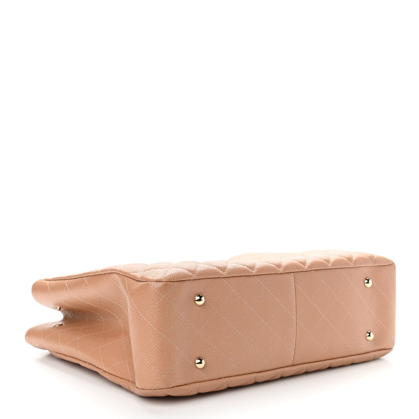 Caviar Quilted Large Shopping Tote Dark Beige