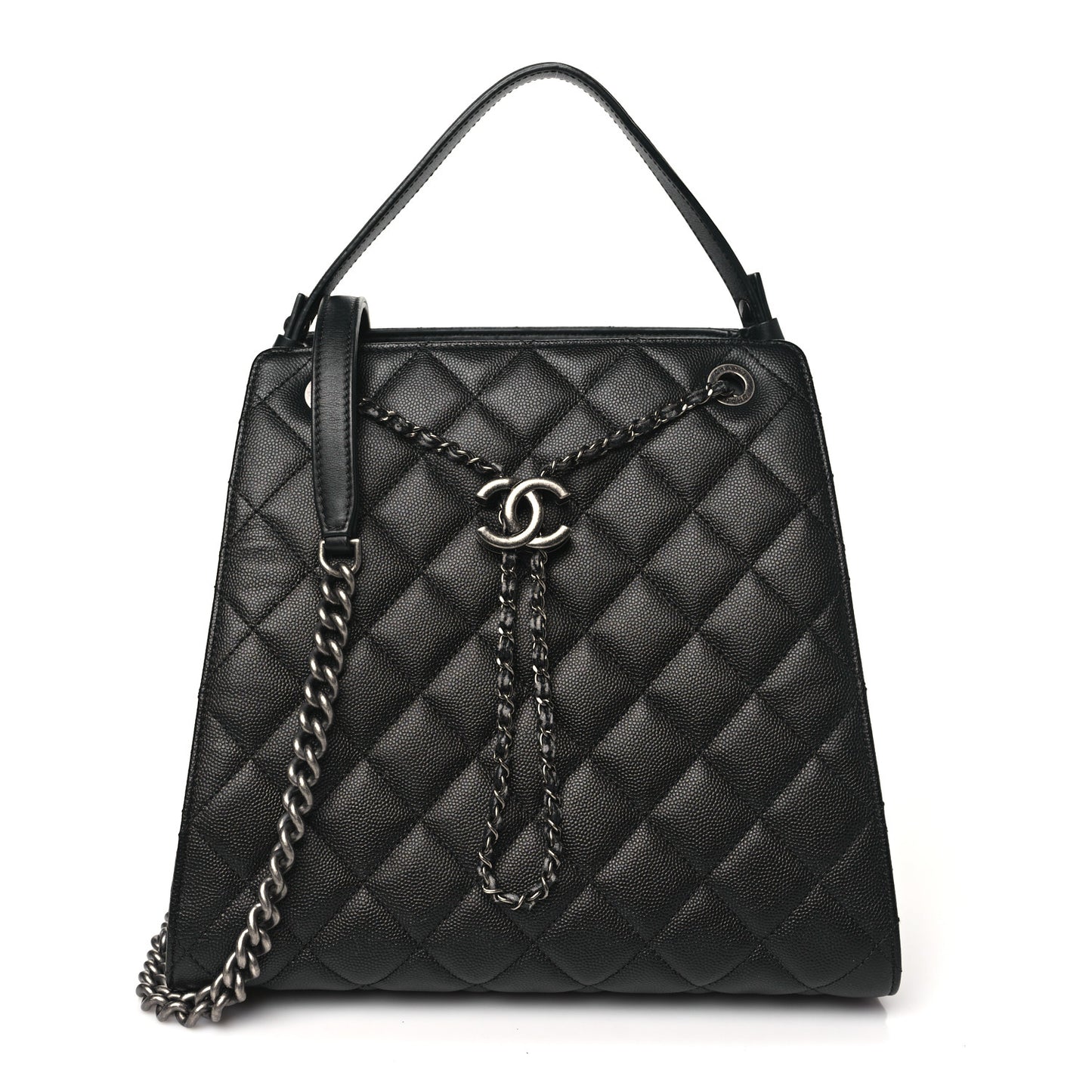 Caviar Quilted Medium CC Bucket Bag Black