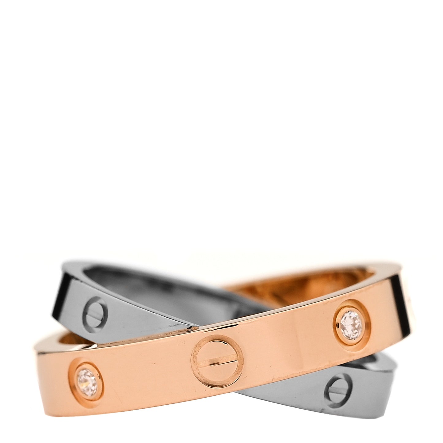 18K Pink White Gold 6 Diamond LOVE Ring 47 4.25