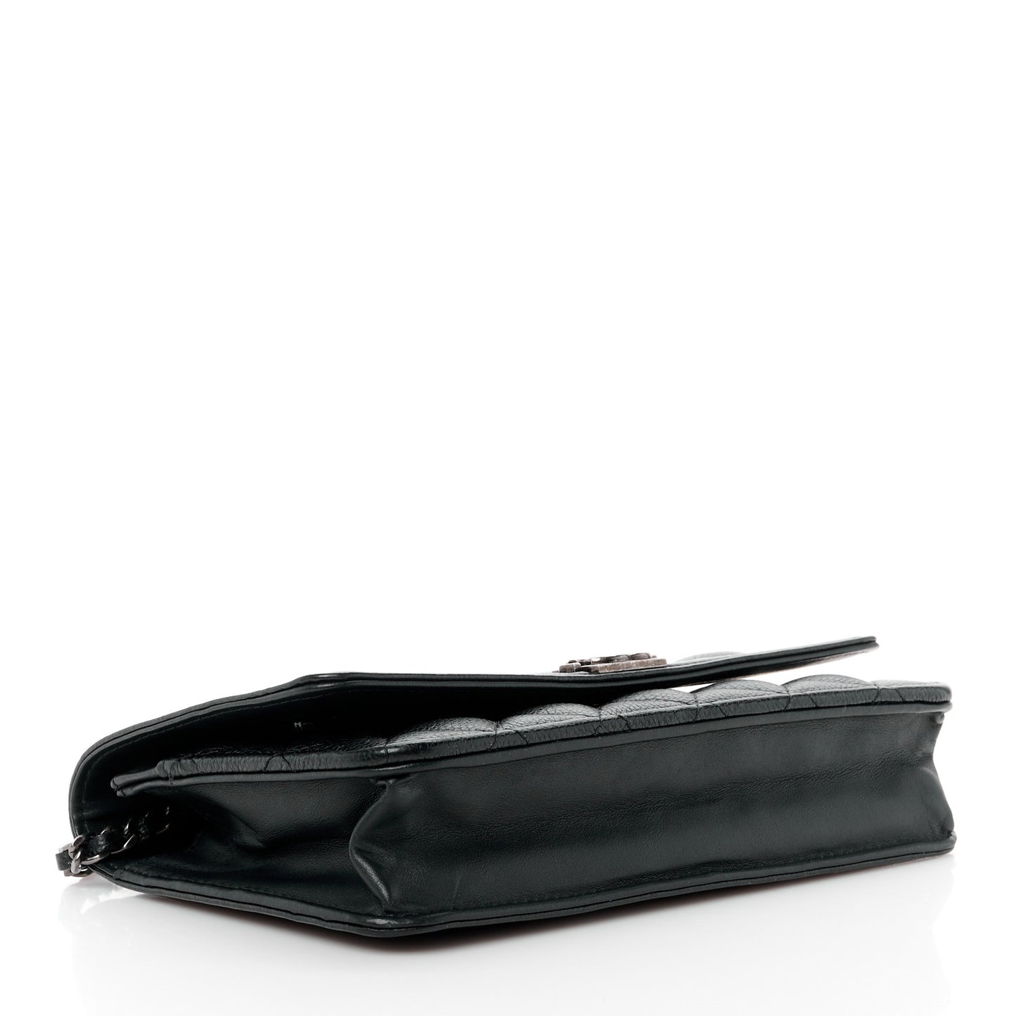 Grained Calfskin Quilted Boy Wallet On Chain WOC Black