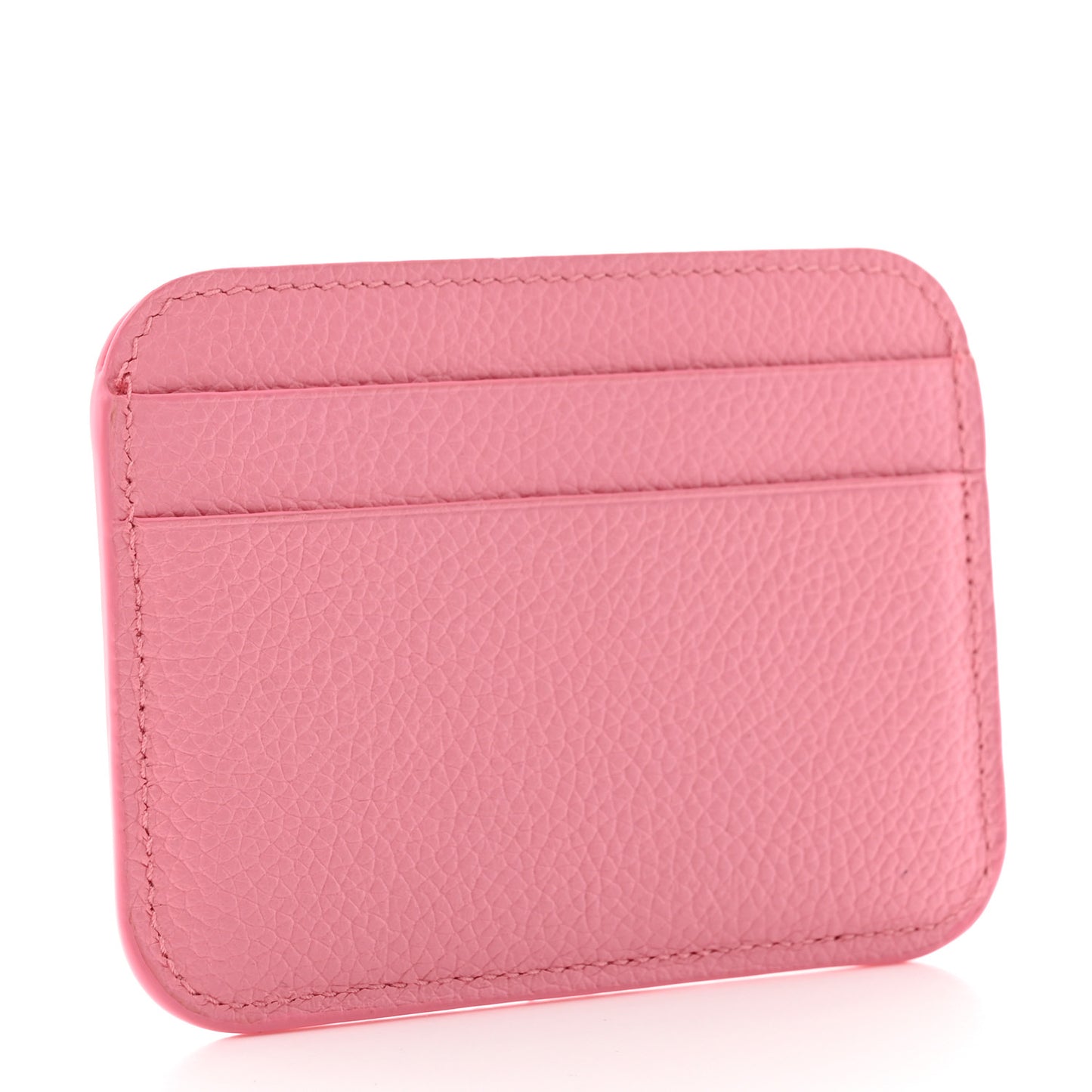 Grained Calfskin Logo Cash Rounded Card Holder Pink Black