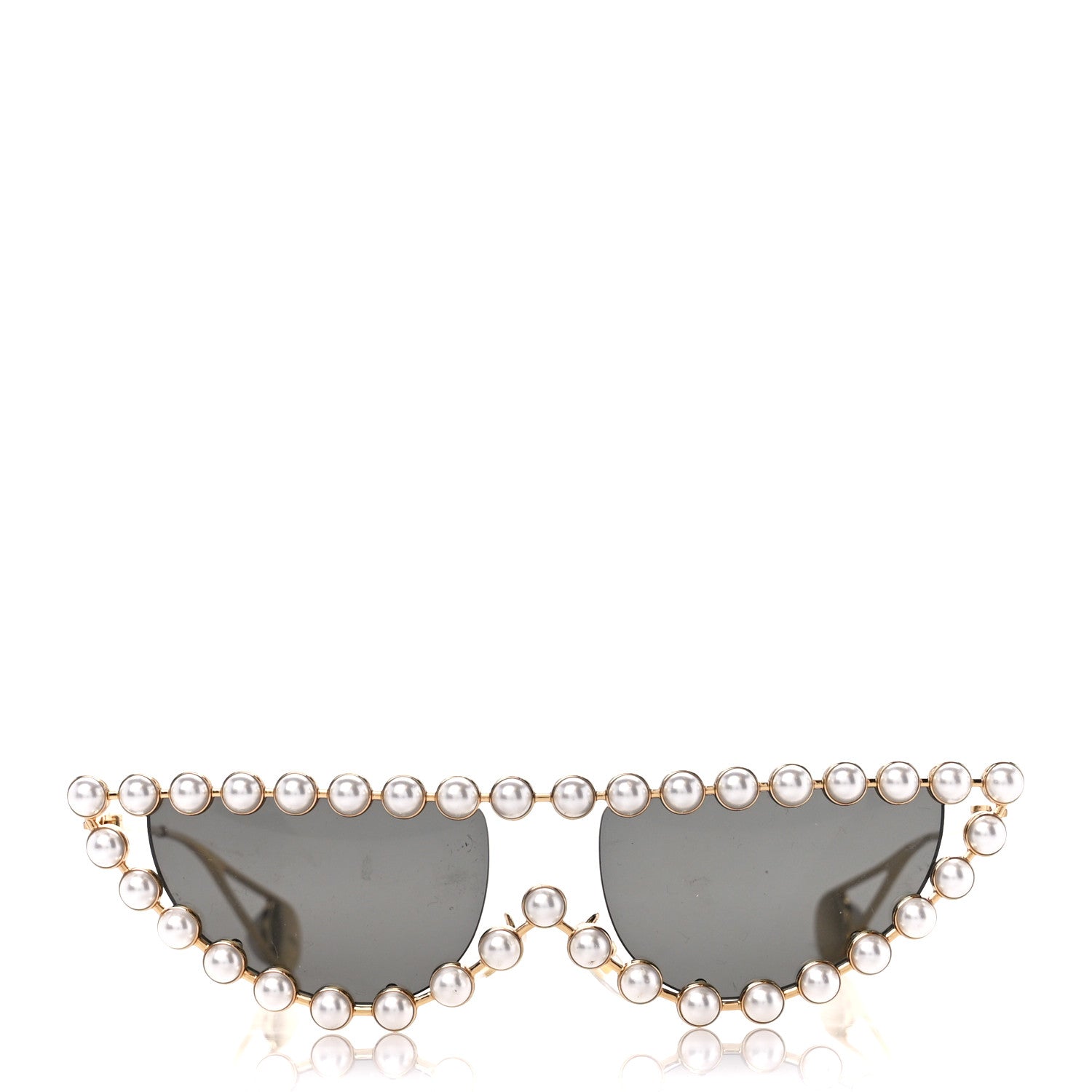 Gucci Metal Pearl Cat Eye Sunglasses GG0364S Gold 2 of 9