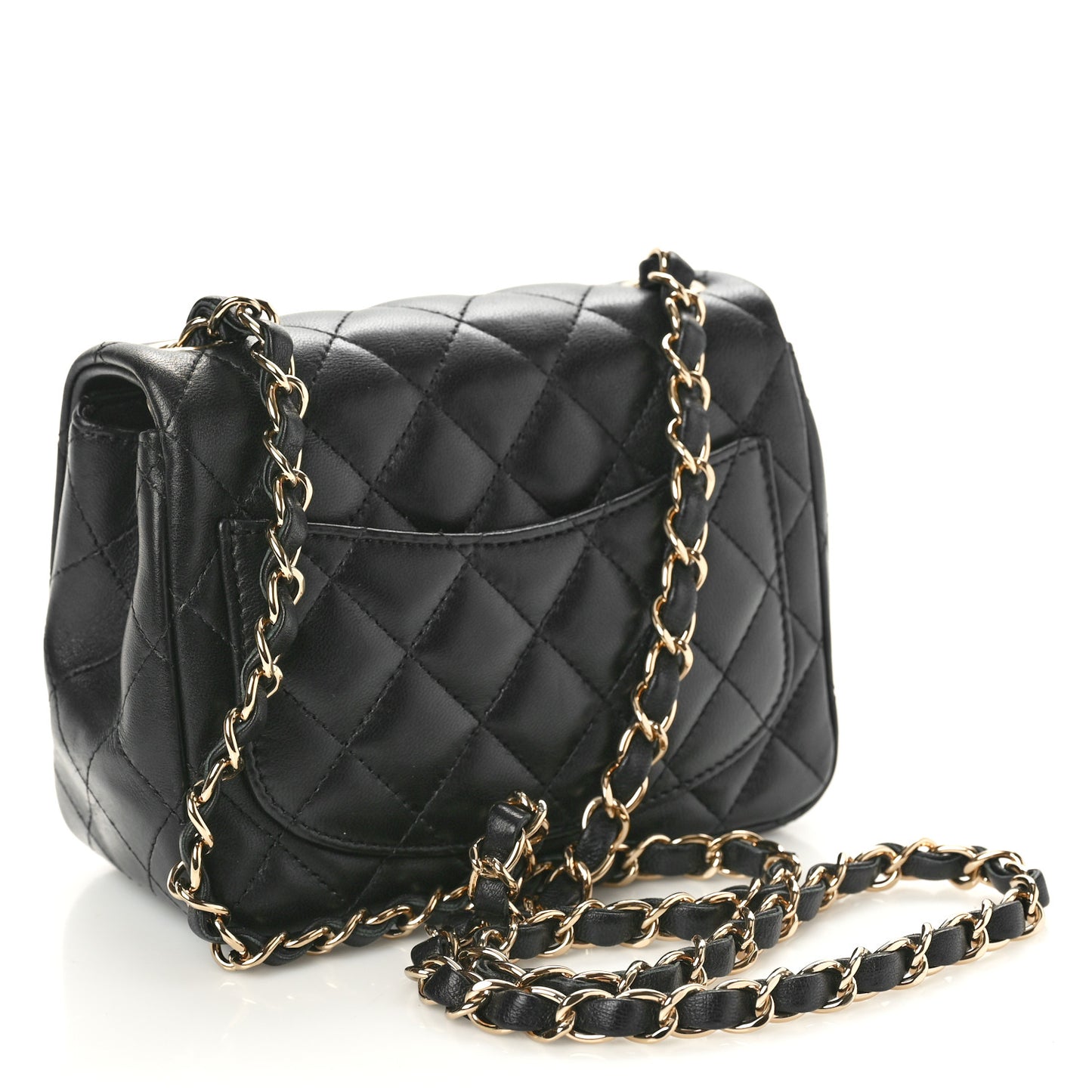 Lambskin Quilted Mini Square Flap Black
