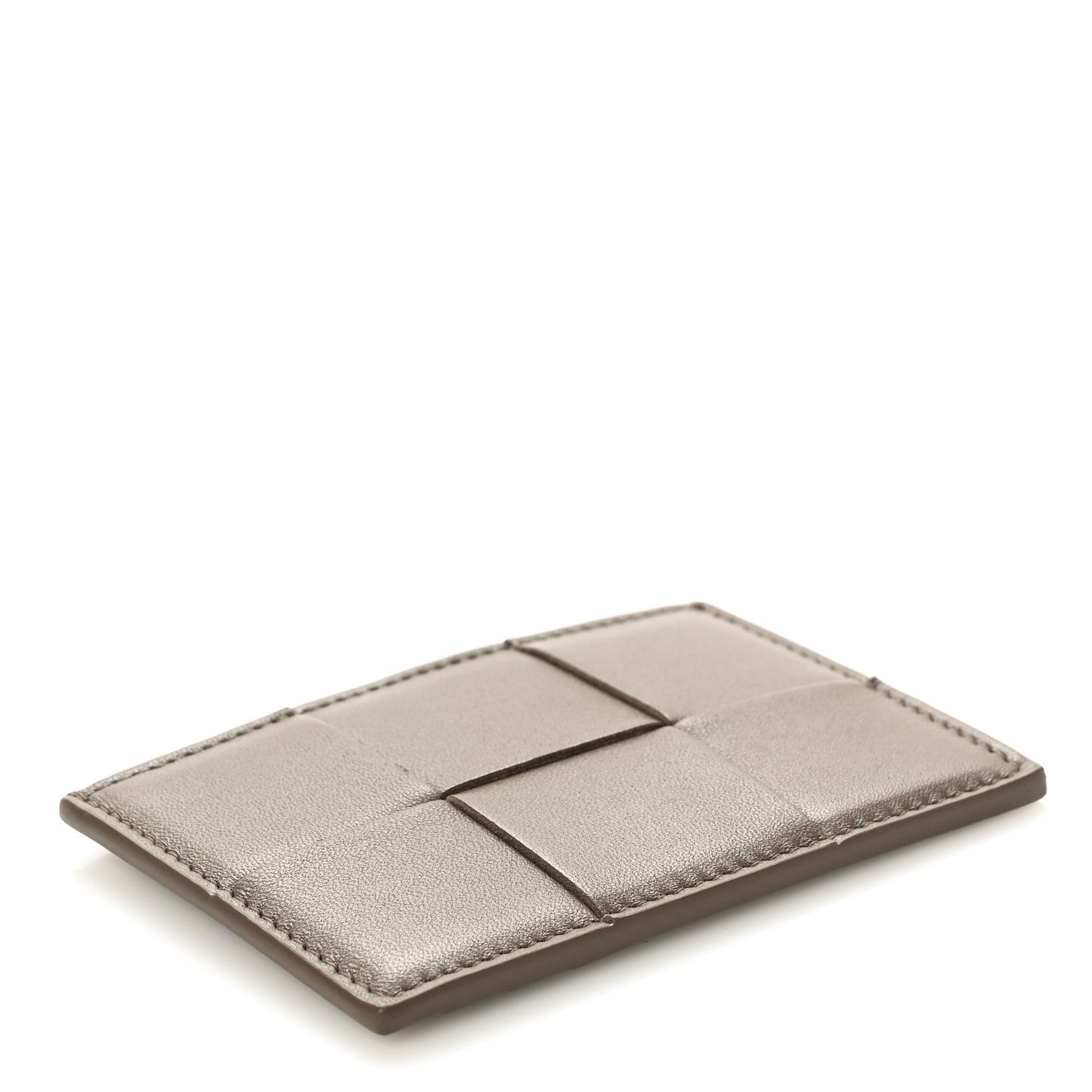 Bottega Veneta Nappa Intreccio Cassette Credit Card Holder Taupe Grey 4 of 8