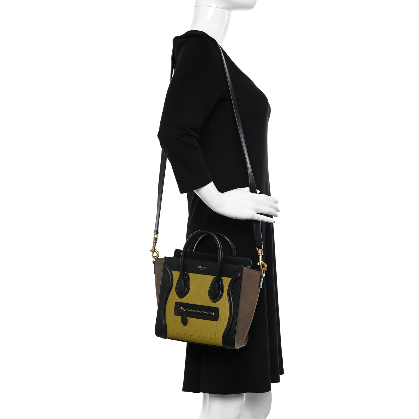 Baby Grained Calfskin Nubuck Nano Tri-Color Luggage Olive